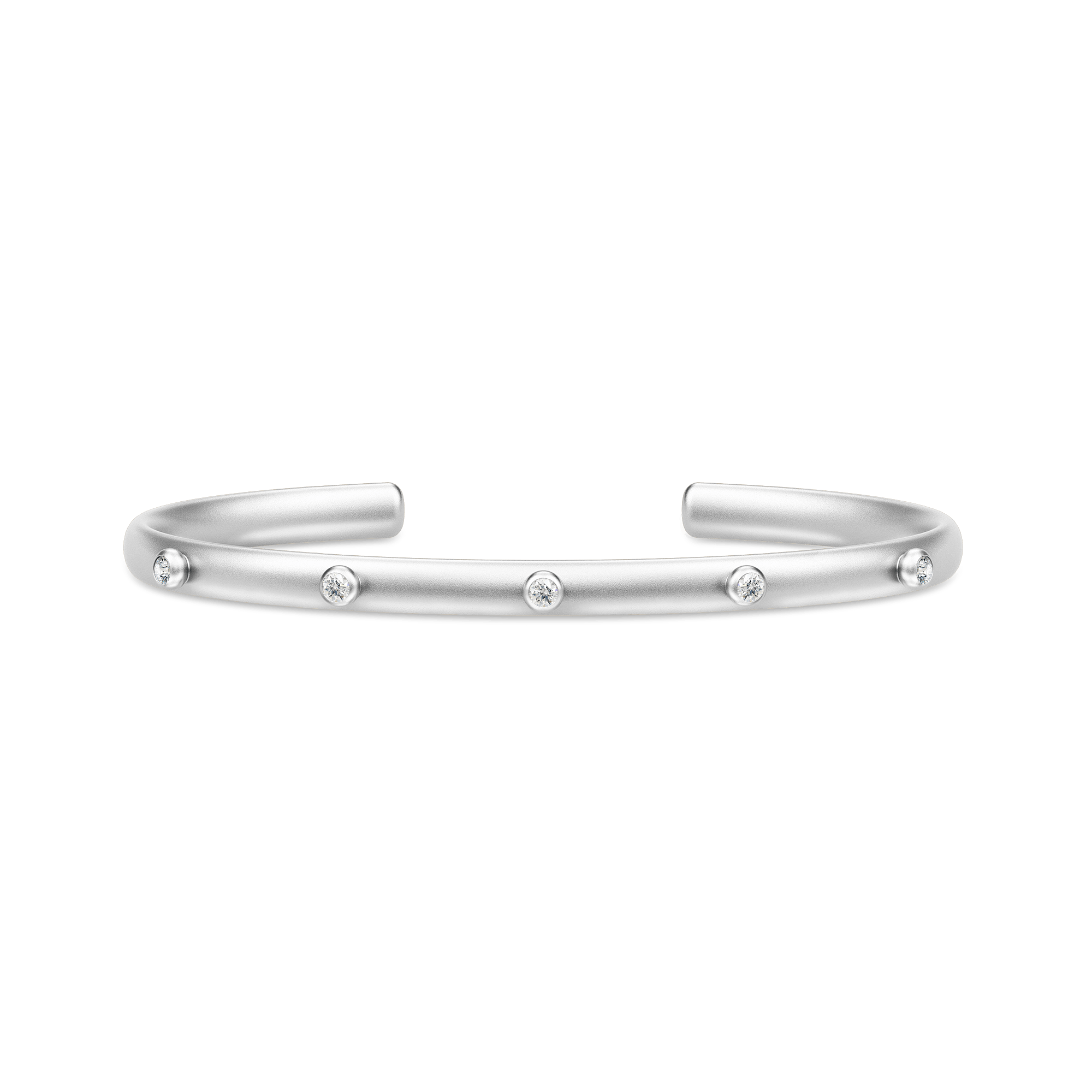 Luster bangle fra Julie Sandlau i satinrhodineret sølv - åben bangle besat med fem klare zirkonia