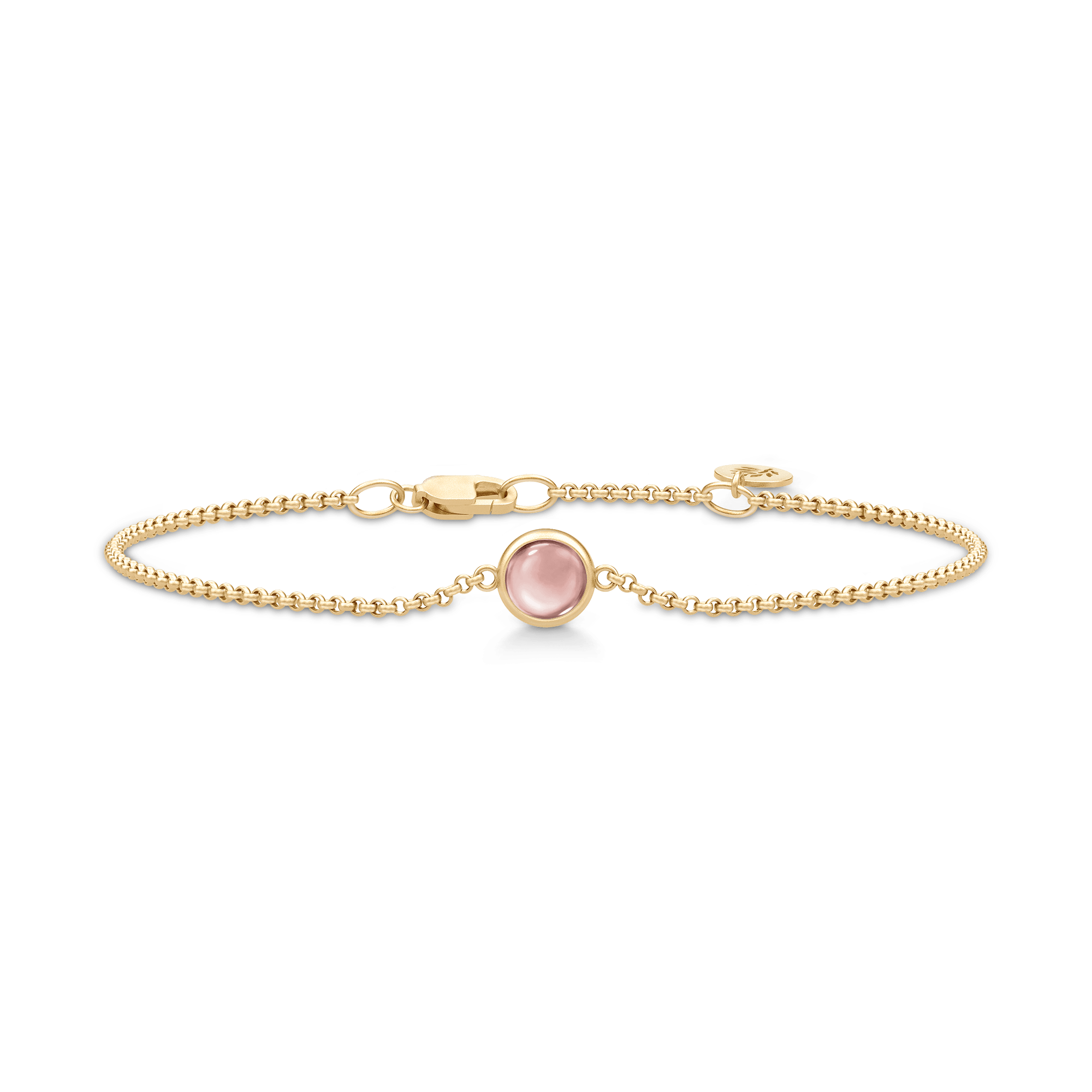 Primini armbånd fra Julie Sandlau i forgyldt sølv med rosa cabochon-krystal