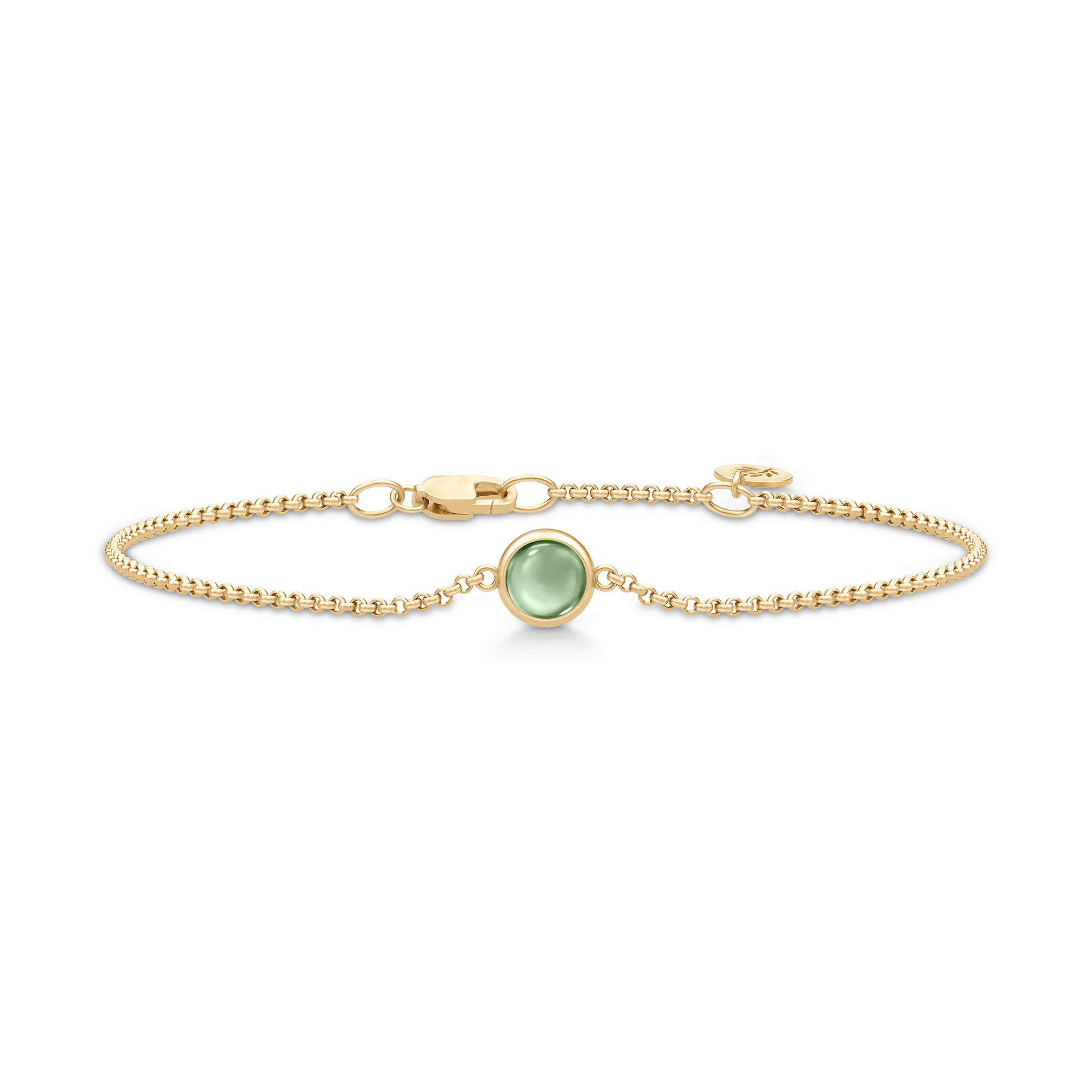 Primini armbånd fra Julie Sandlau i forgyldt sølv med lys mintgrøn cabochon-krystal