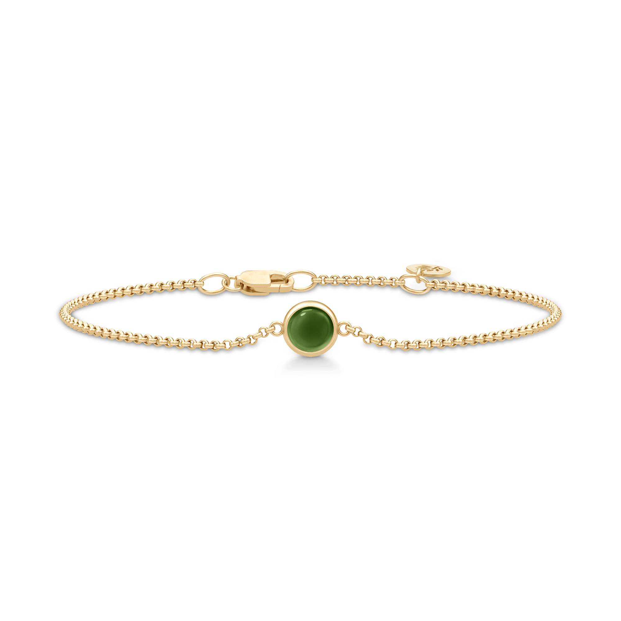 Primini armbånd fra Julie Sandlau i forgyldt sølv med grøn cabochon-krystal