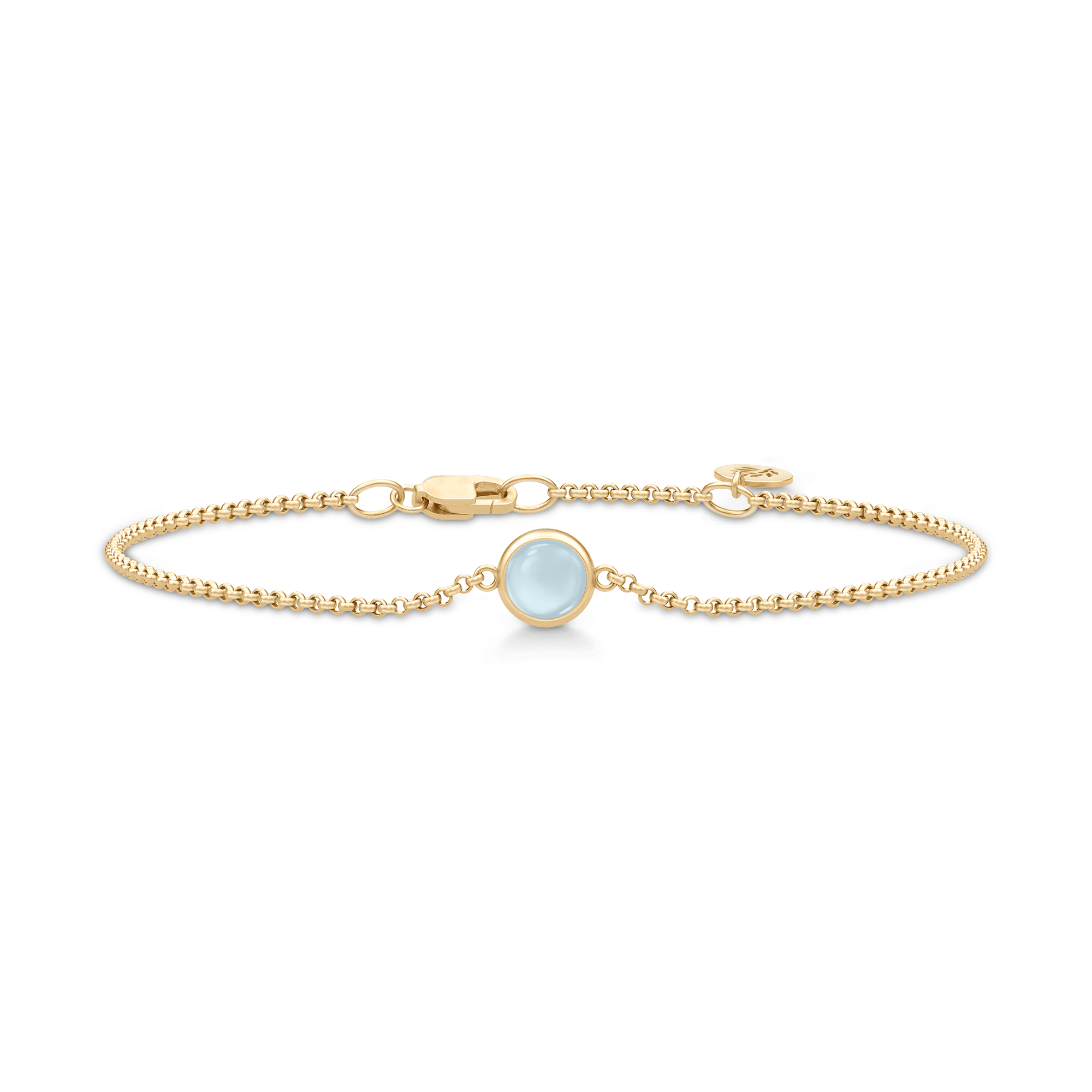 Primini armbånd fra Julie Sandlau i forgyldt sølv med lyseblå cabochon-krystal