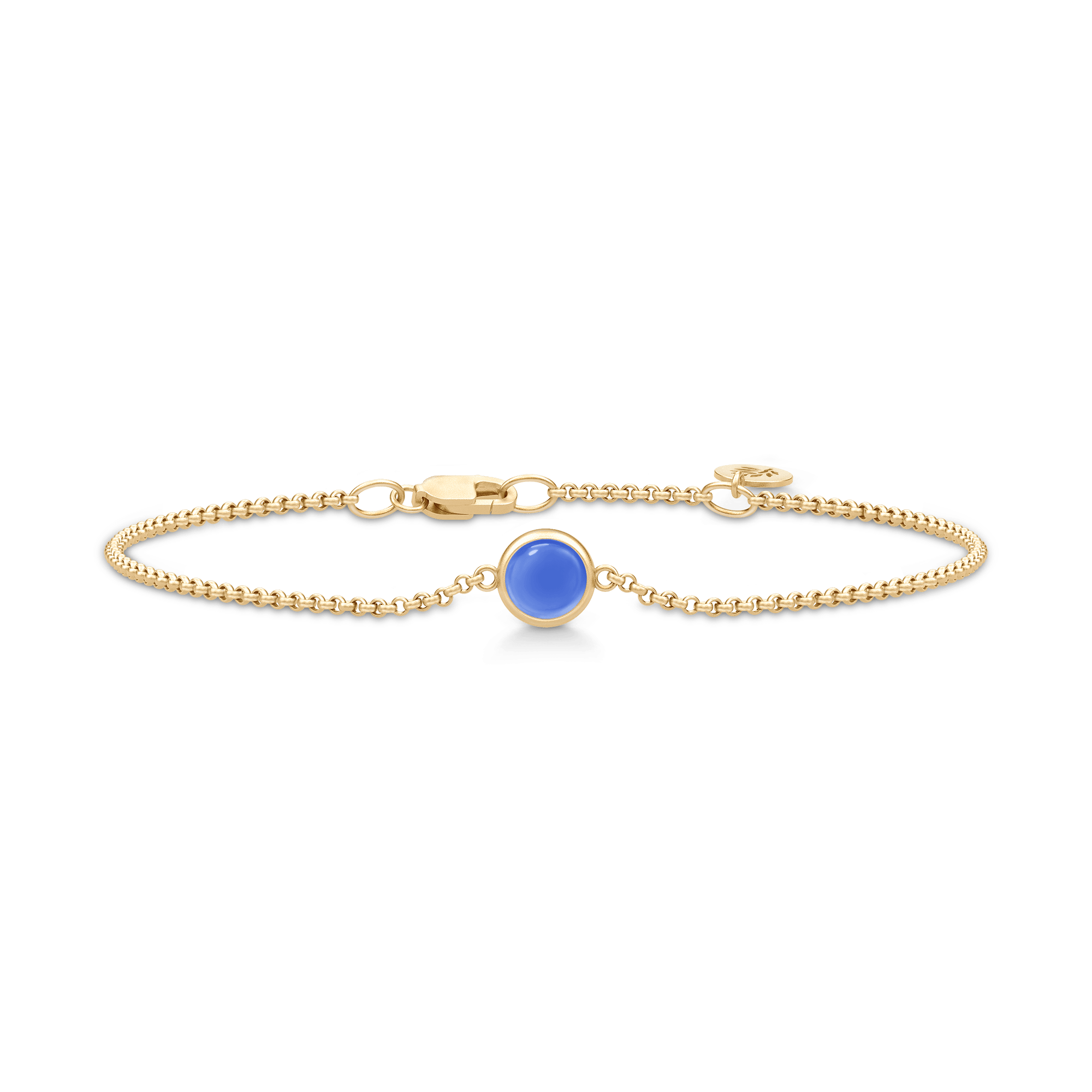 Primini armbånd fra Julie Sandlau i forgyldt sølv med lys periwinkleblå cabochon-krystal