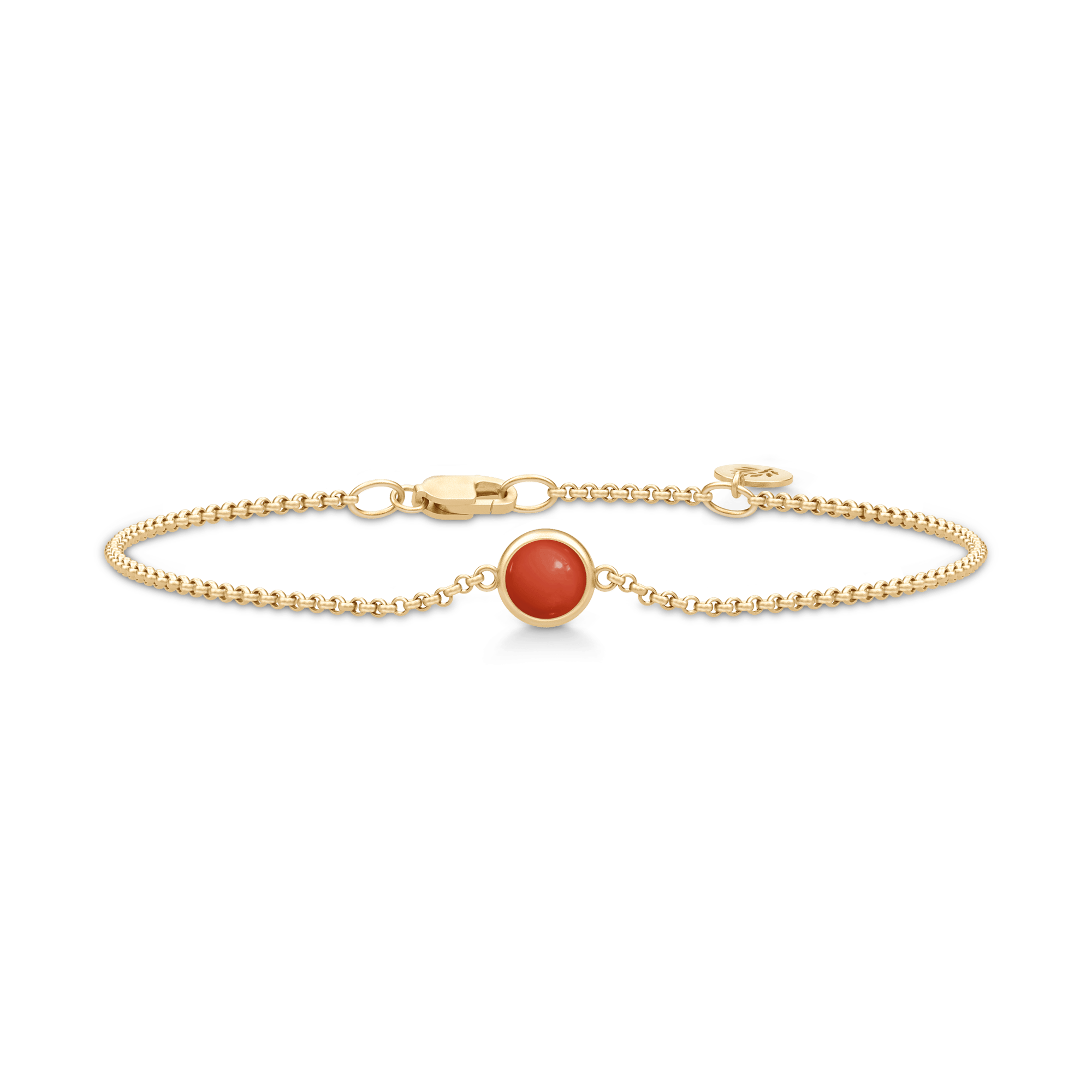 Primini armbånd fra Julie Sandlau i forgyldt sølv med koral-orange cabochon-krystal