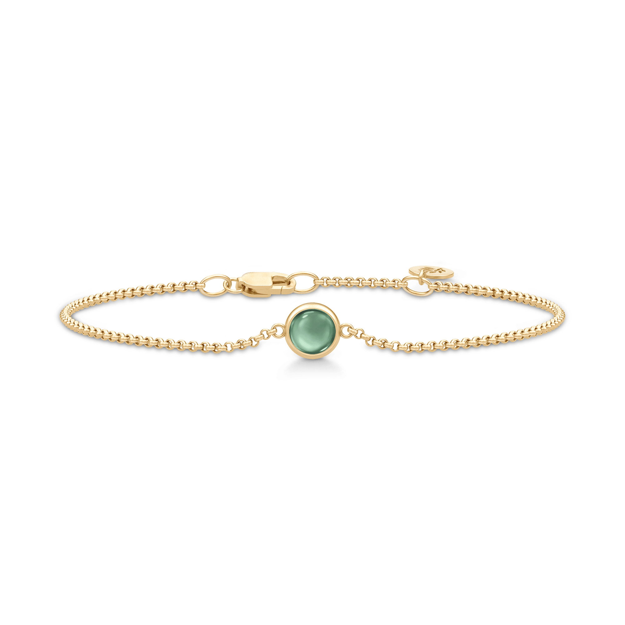 Primini armbånd fra Julie Sandlau i forgyldt sølv med mintgrøn cabochon-krystal