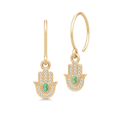 Hamsa Protection Earrings Green Turmalin