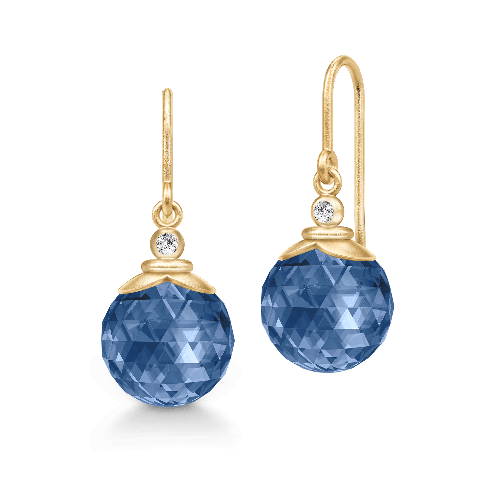 Berry Earrings med facetteret blå krystal og cubic zirconia i forgyldt sølv