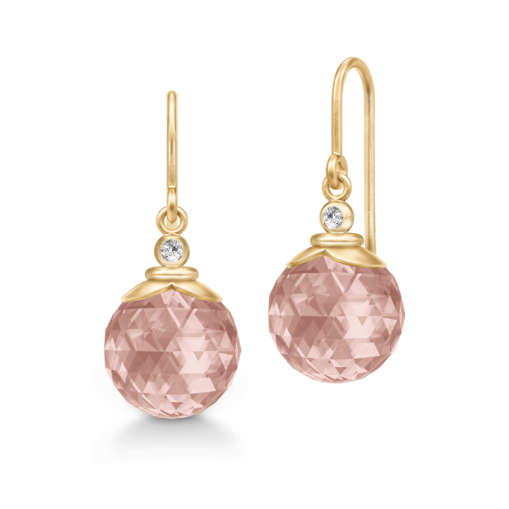 Berry Earrings med facetteret lyserød krystal og cubic zirconia i forgyldt sølv