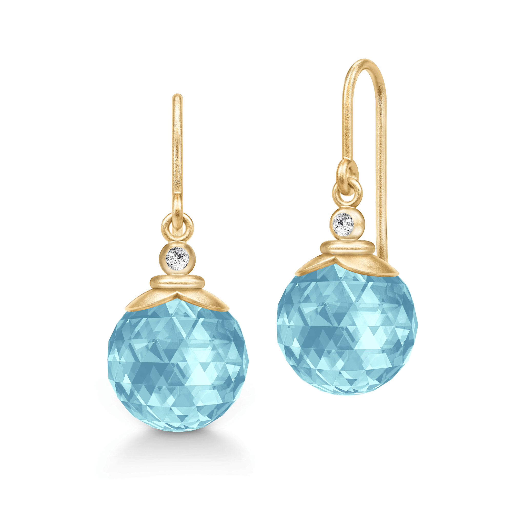 Berry Earrings med facetteret lyseblå krystal og cubic zirconia i forgyldt sølv