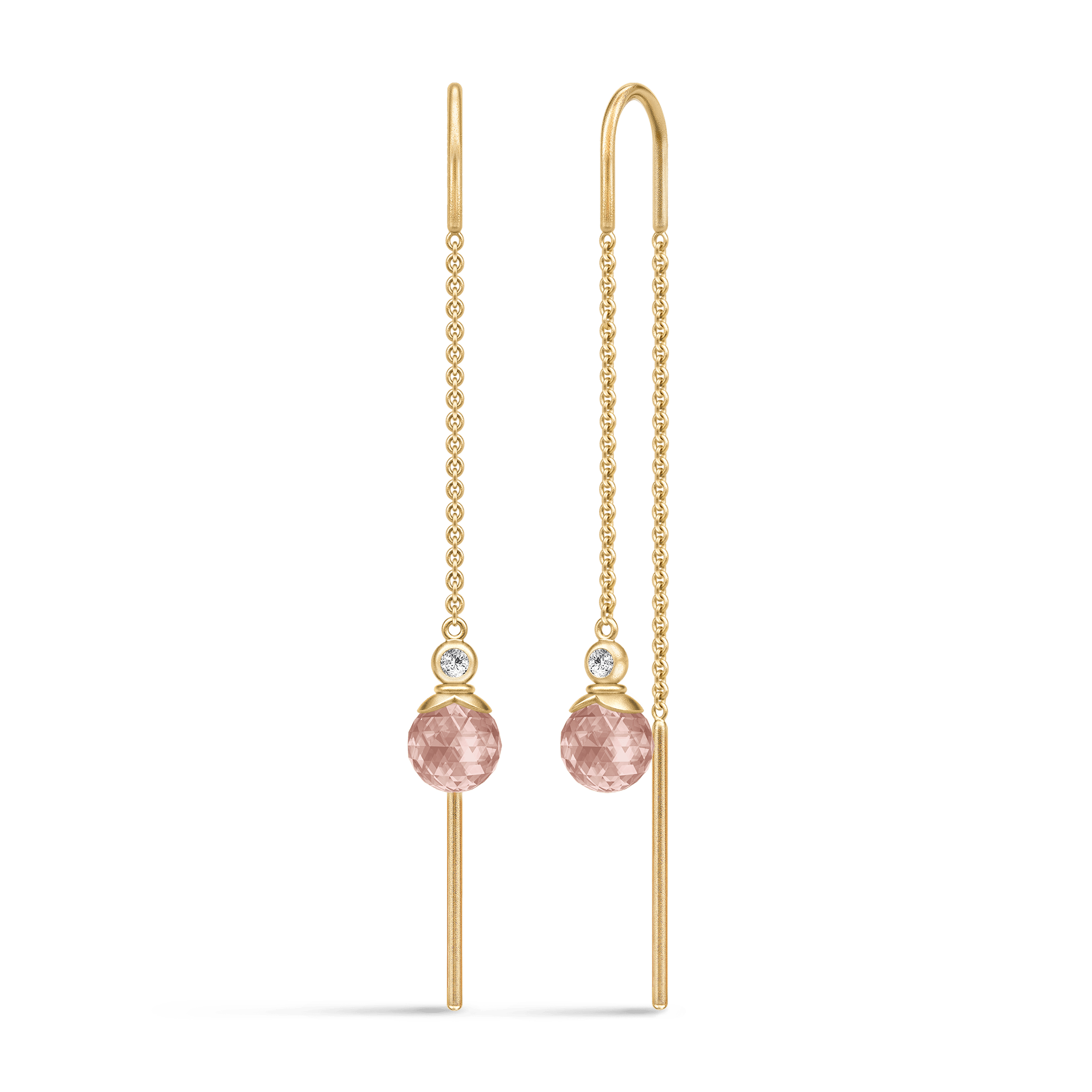 Berry Chain Earrings i forgyldt sølv med lyserød facetteret krystal og cubic zirconia