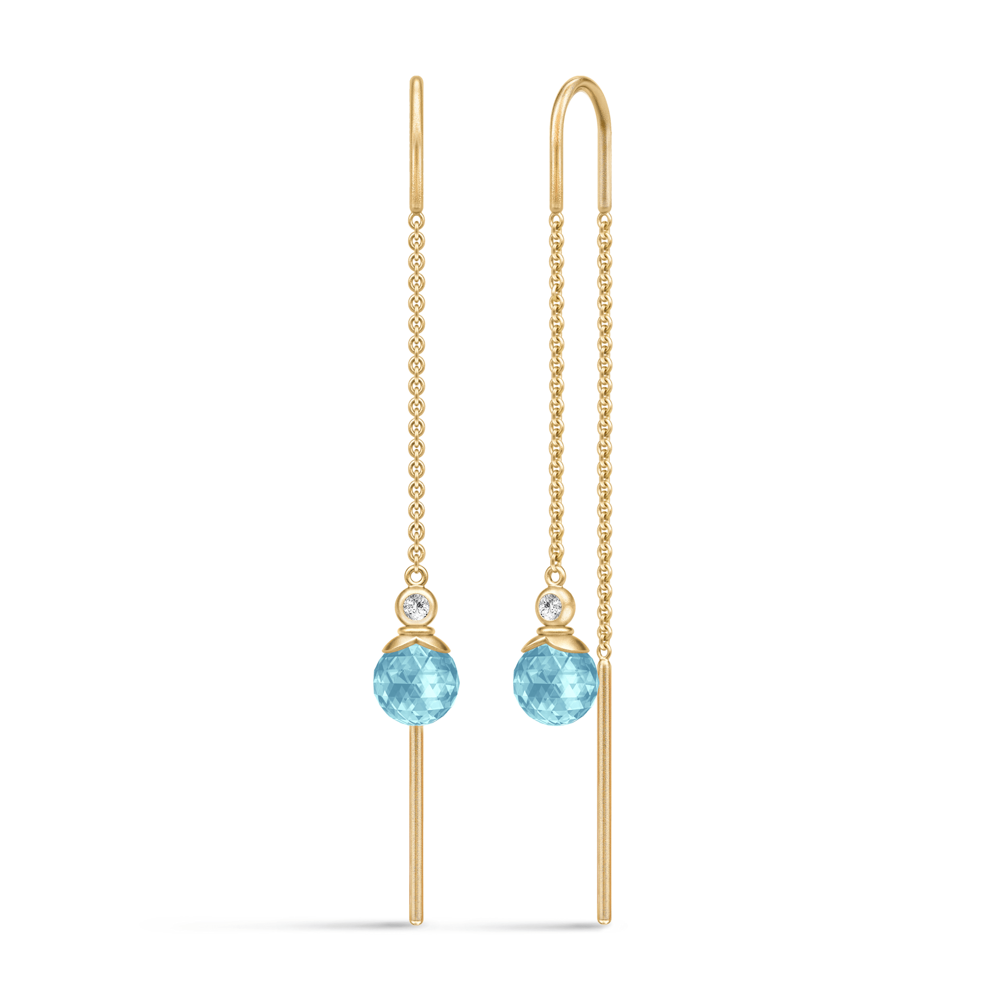 Berry Chain Earrings i forgyldt sølv med blå facetteret krystal, alternativ vinkel