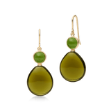 Prime Drop Earrings Moss Green and Olive Crystal