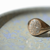 Multipave Signet Ring Top Wesselton Diamond