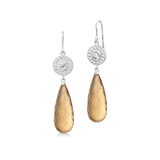 Heritage Earrings with Briolette Ear Pendants Champagne Quartz