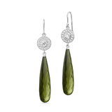 Heritage Earrings with Briolette Ear Pendants Olive Quartz