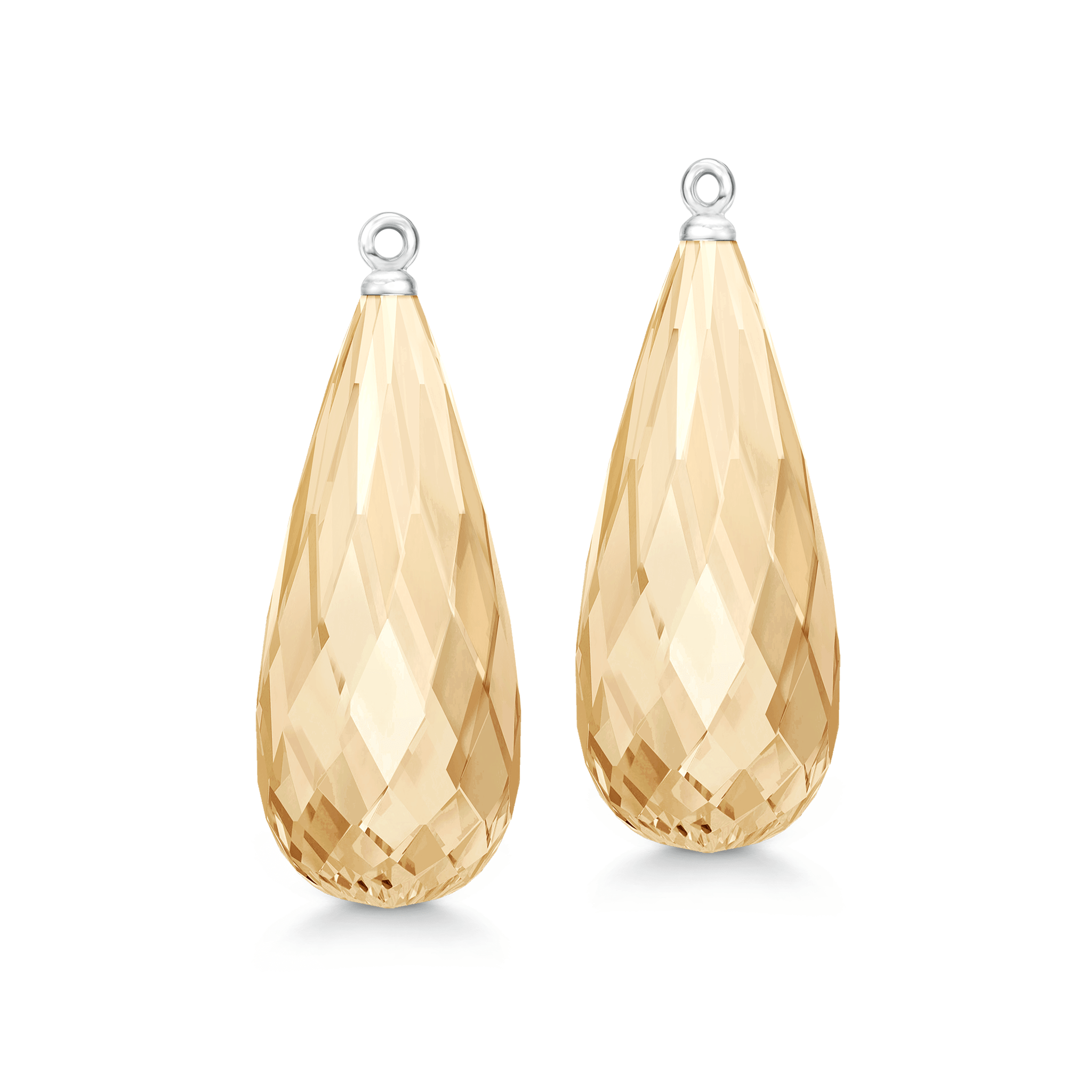 Briolette Ear Pendants i 18K hvidguld med Champagne Quartz