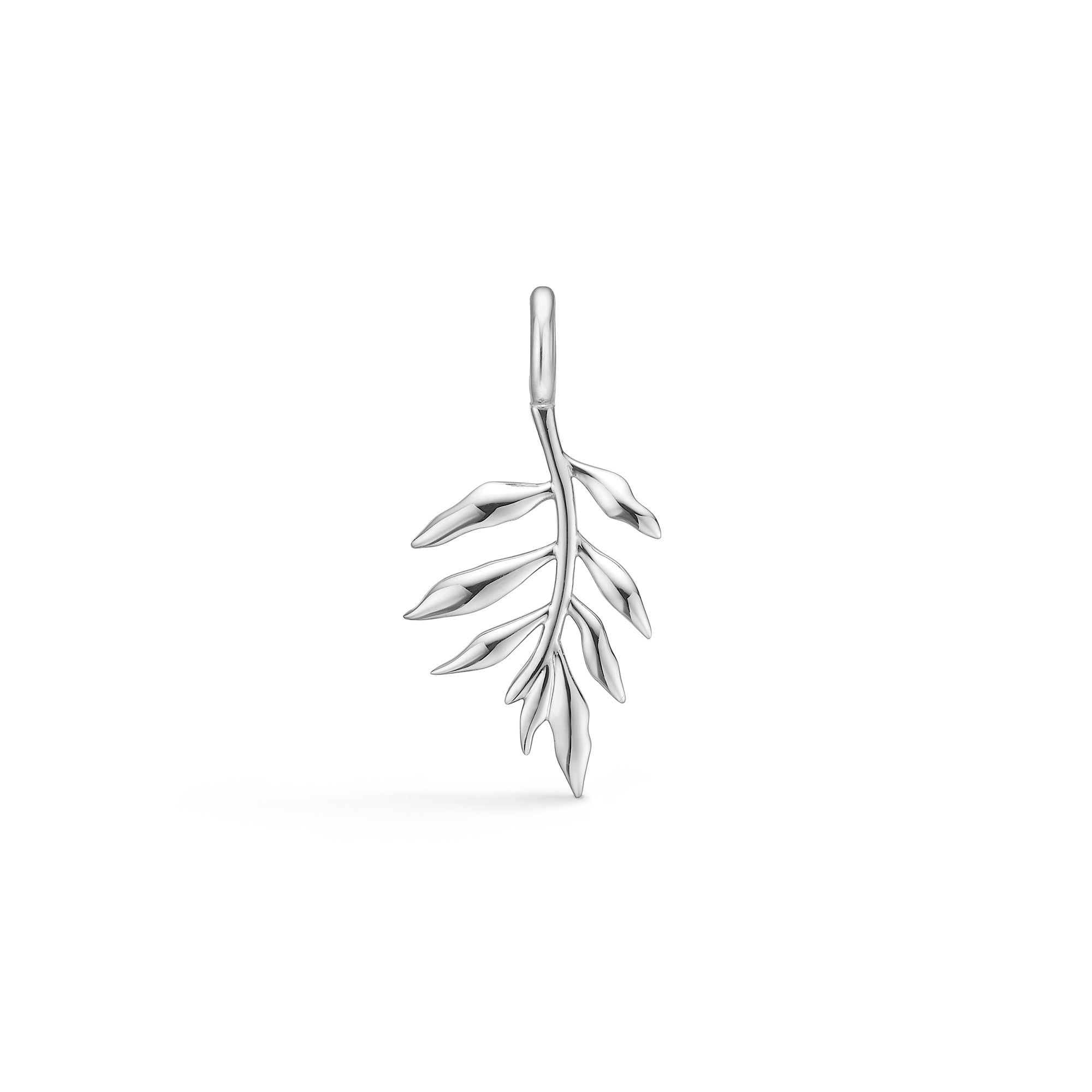 Tree Of Life Pendant i massiv 18 karat hvidguld, bladformet vedhæng forfra