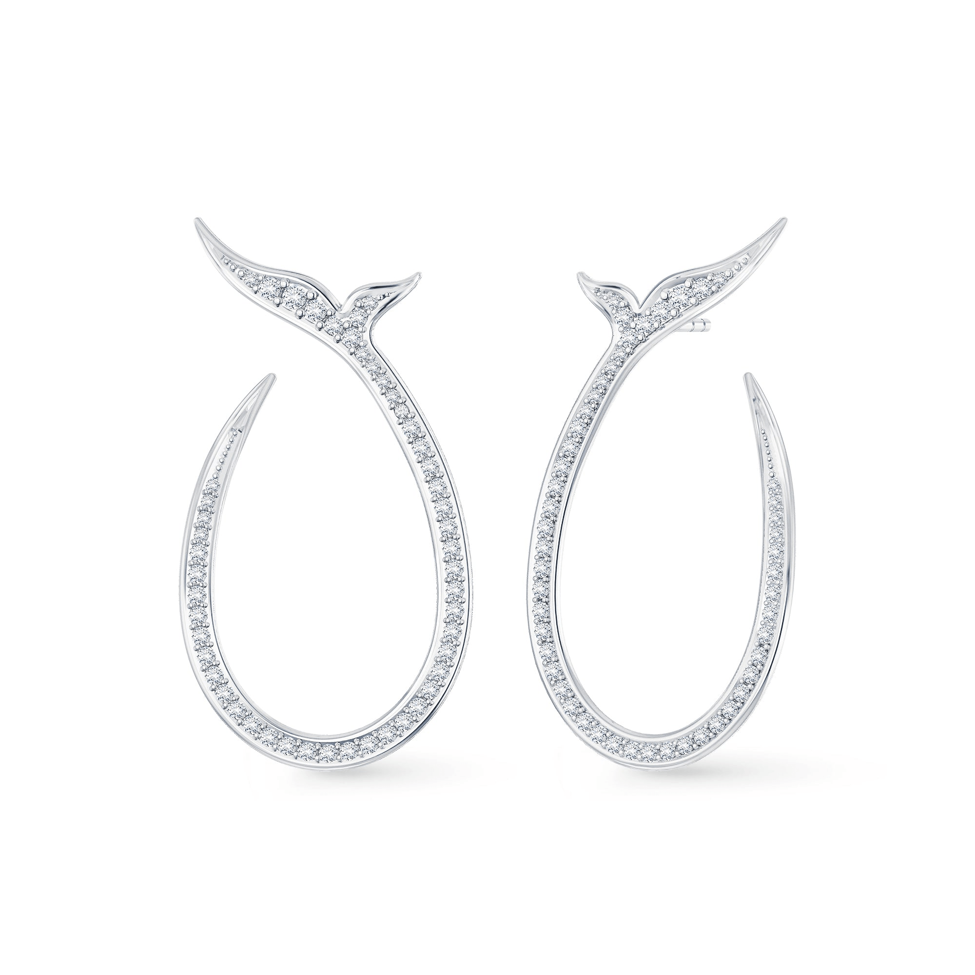 Mermaid Earstuds i 18K hvidguld med diamanter, formet som havfrue-hale
