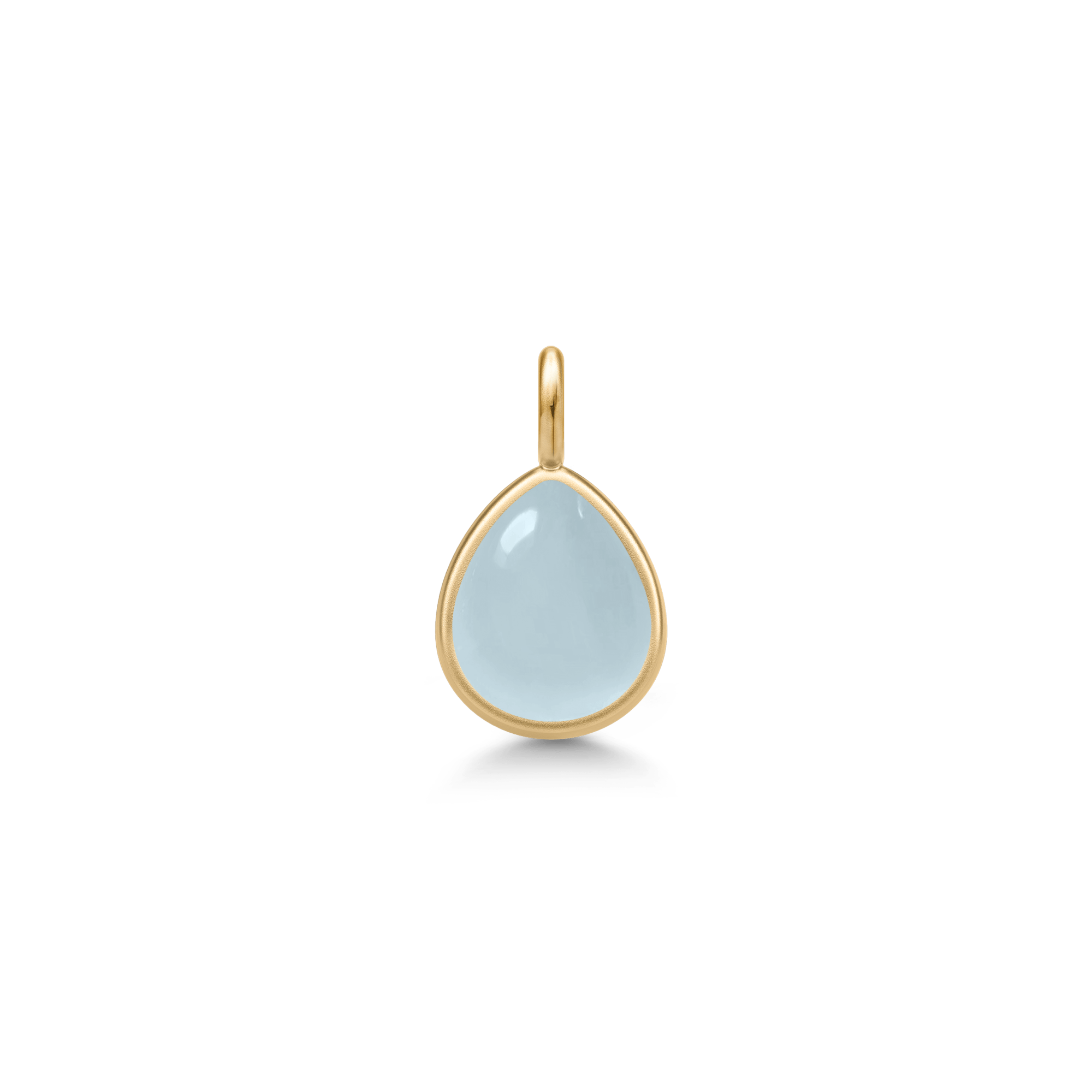 Paloma vedhæng med lys aqua pear-cabochon krystal i guldindfatning, forfra
