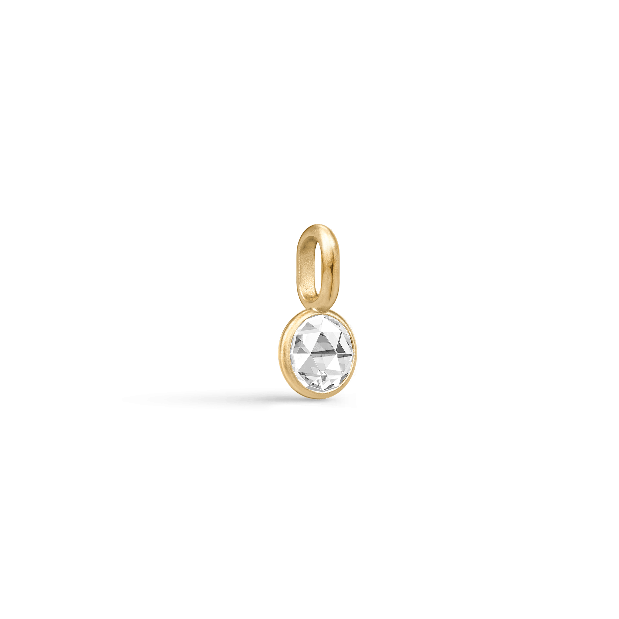 Rosie Pendant, forgyldt vedhæng med rosecut klar zirkonia, sidevinkel
