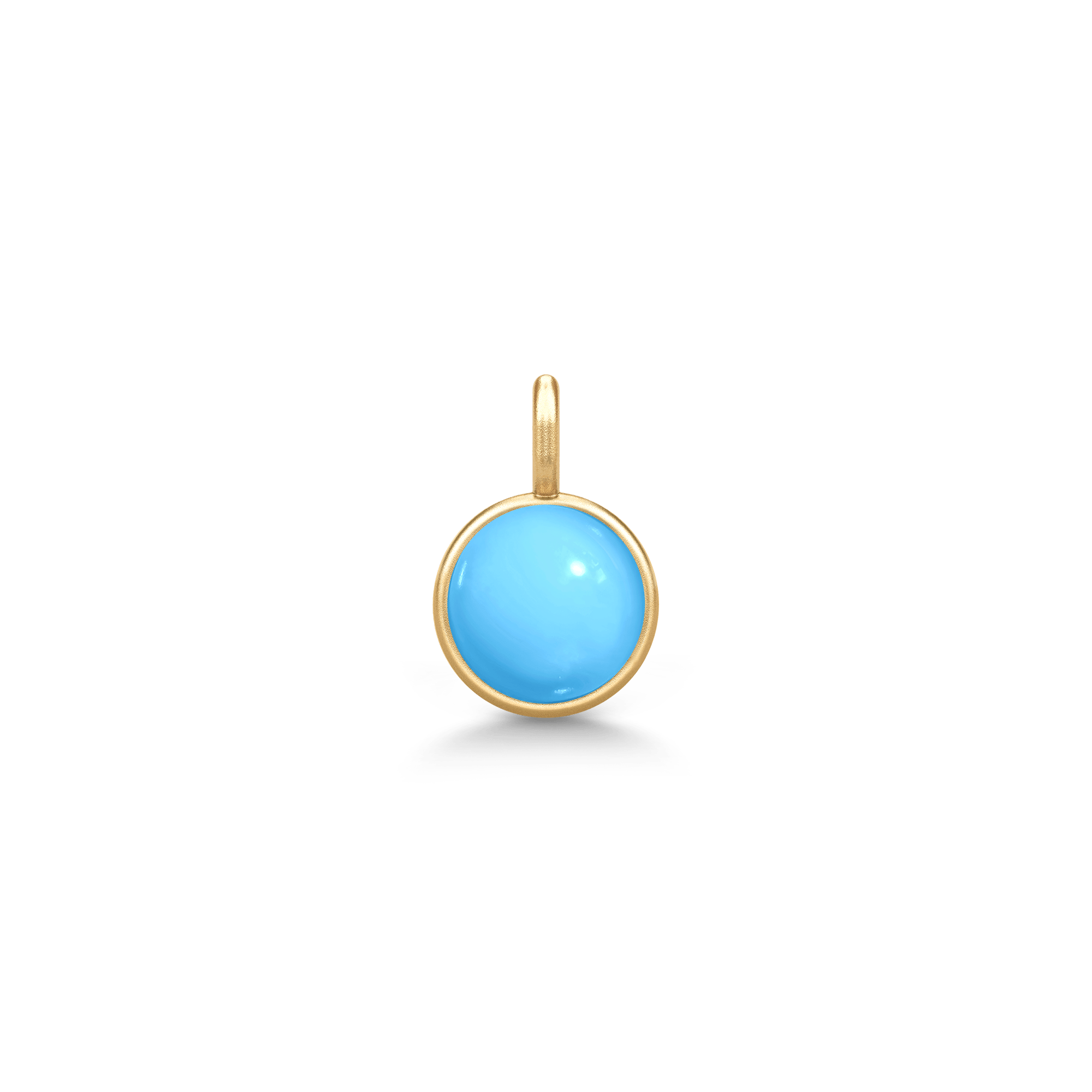 Little Prime Pendant med turkisblå cabochon-slebet krystal i forgyldt sølv, set forfra