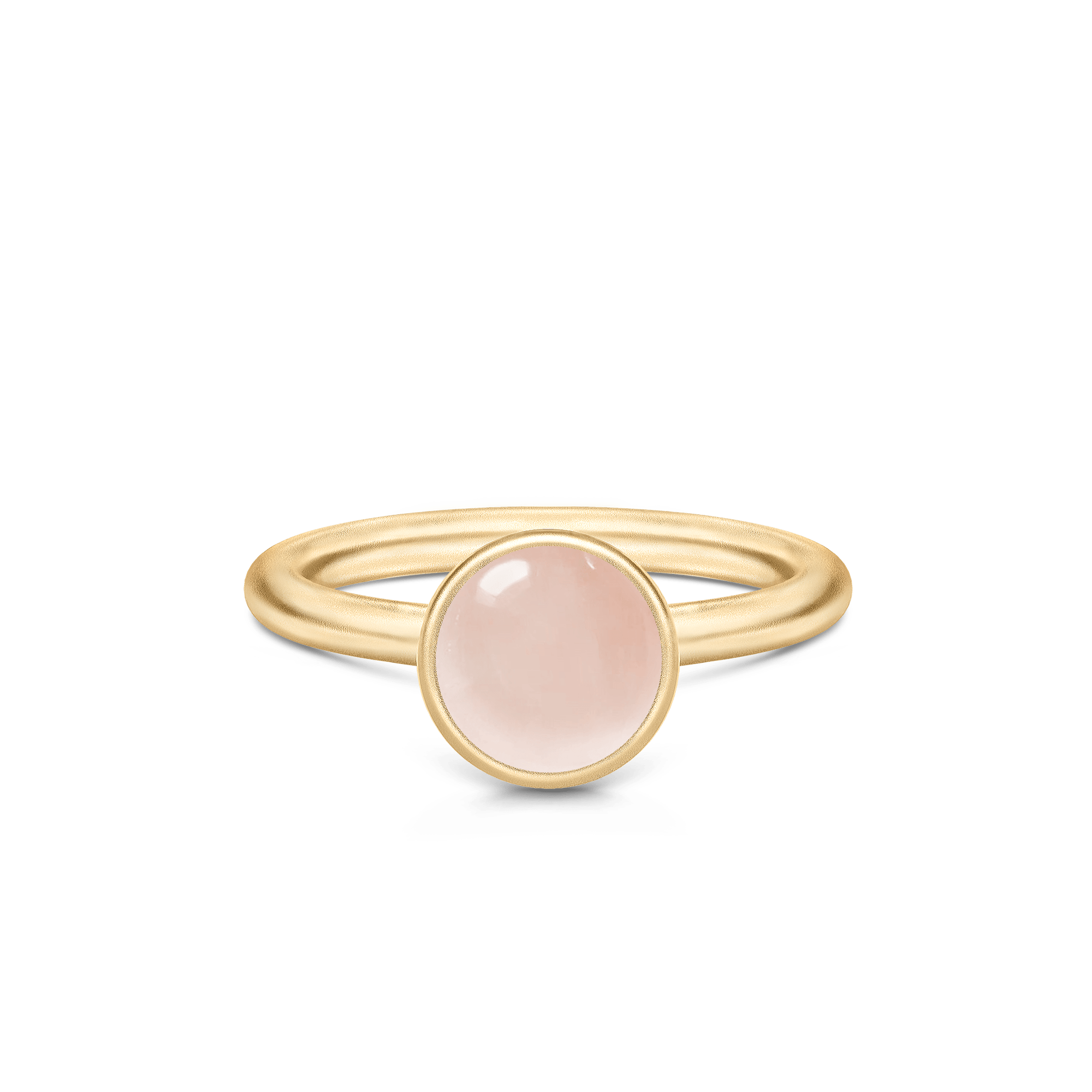 Primini ring fra Julie Sandlau i forgyldt sølv med lyserosa cabochon-krystal