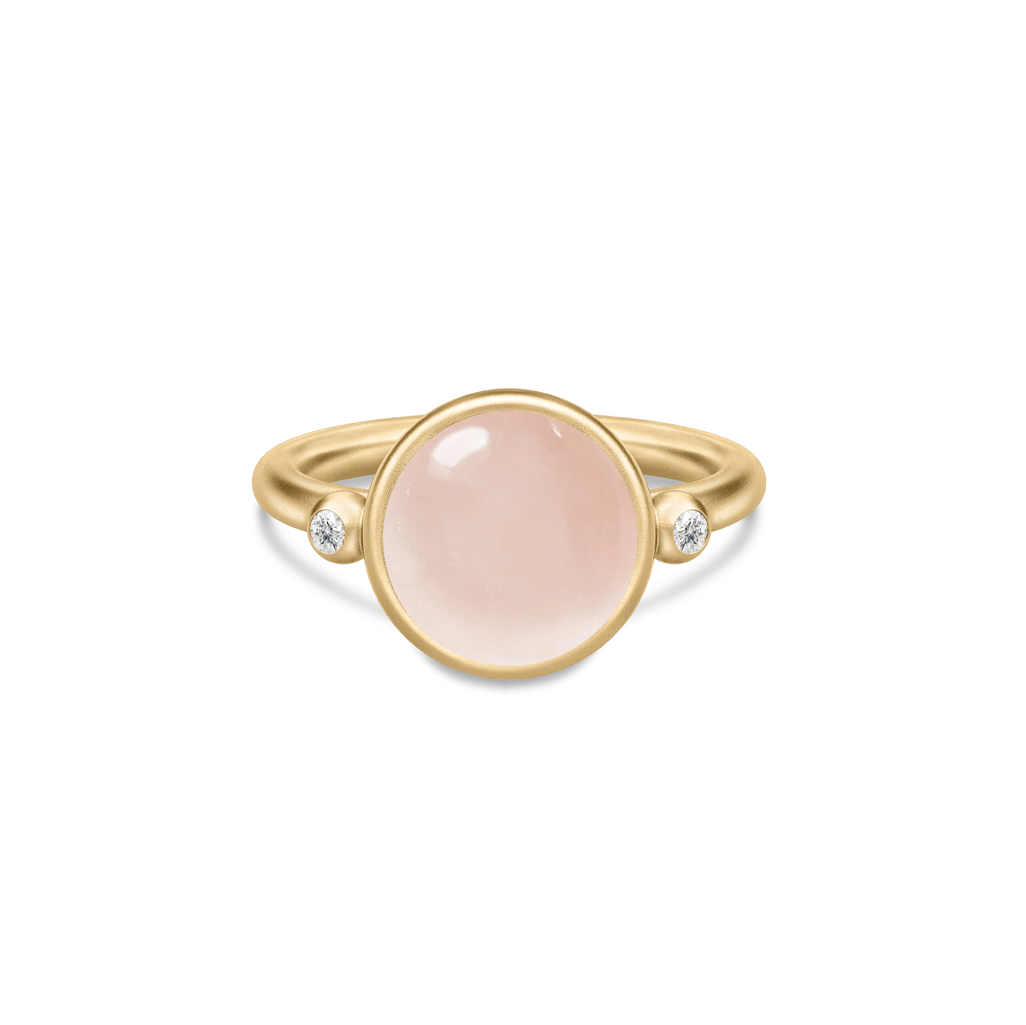 Prime Ring i sandblæst guld med lyserød cabochon-krystal og cubisk zirkonia