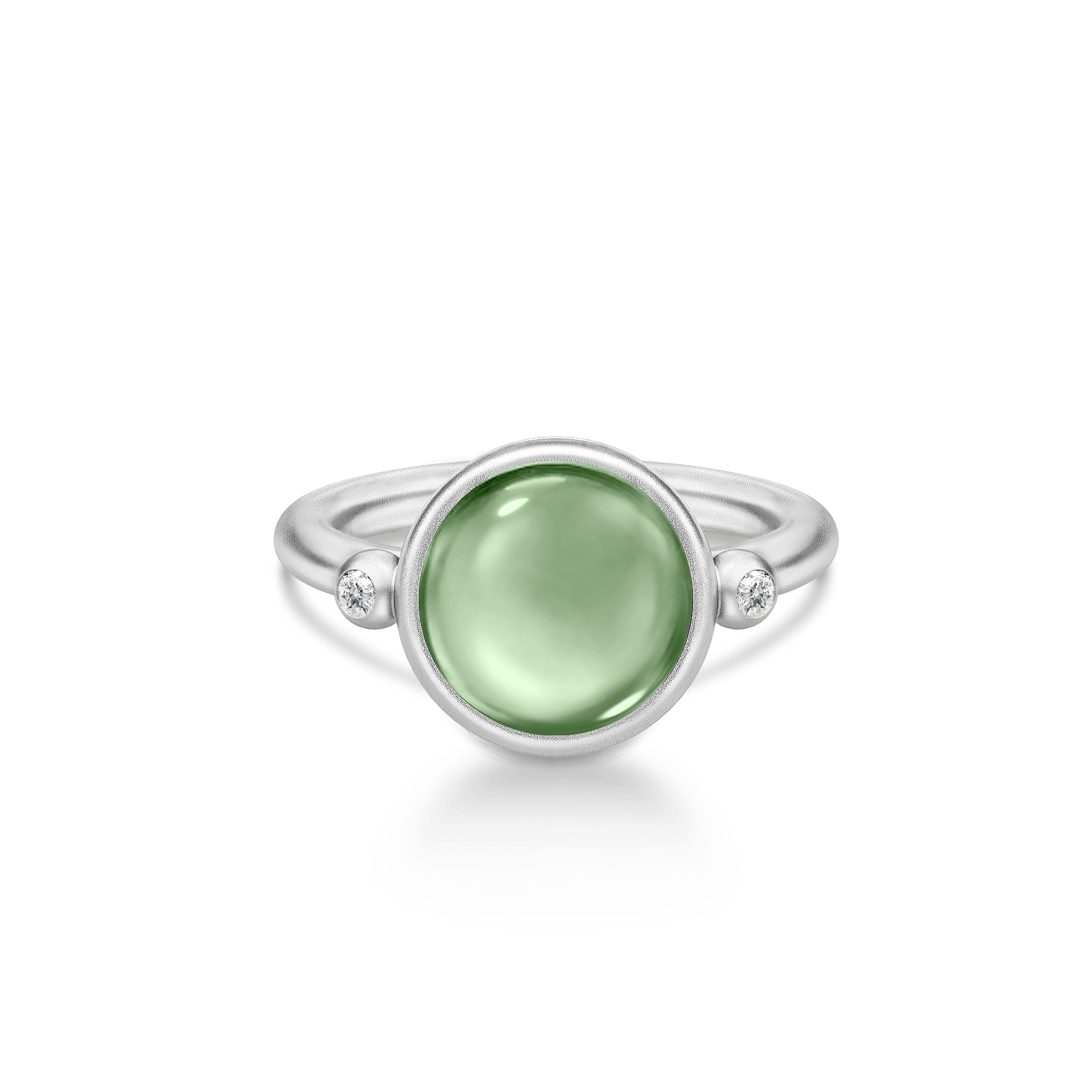 Prime ring fra Julie Sandlau i sølv med grøn cabochon-krystal og kubisk zirkonia