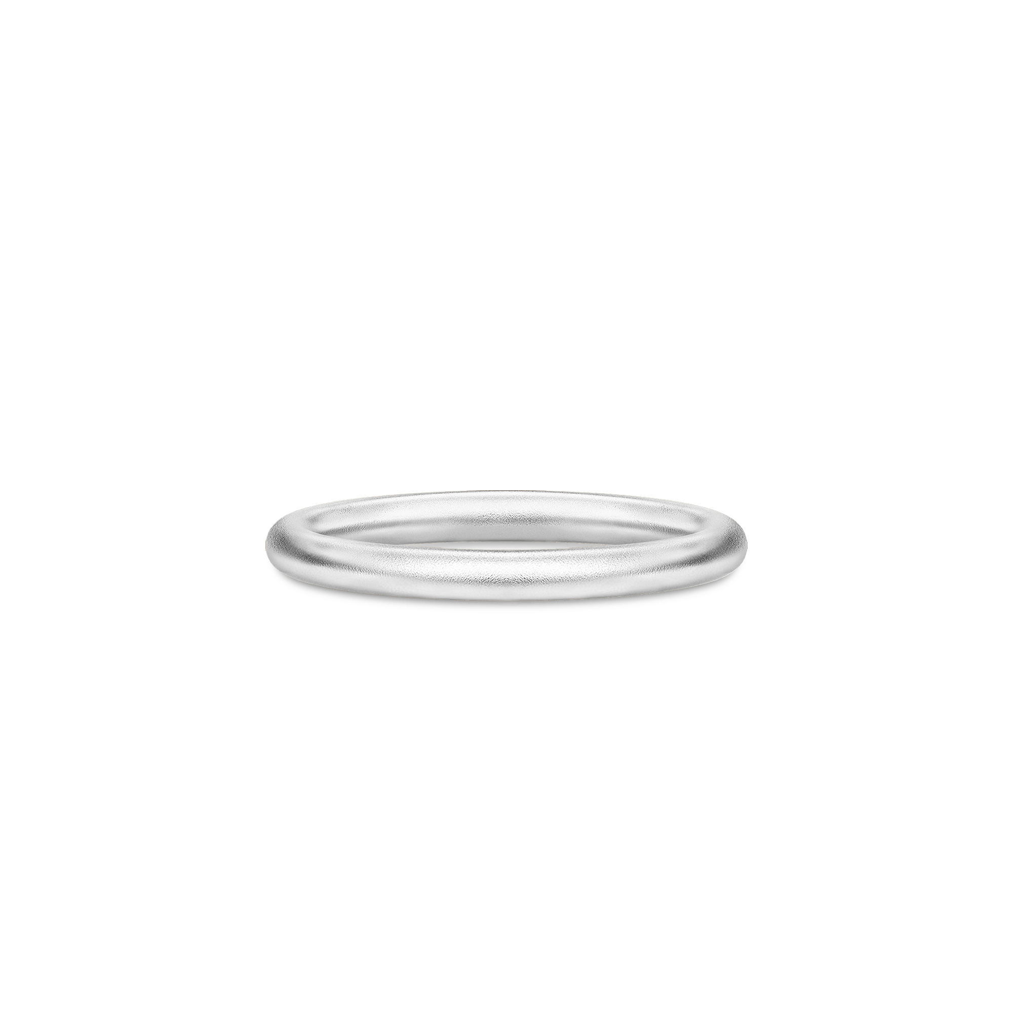 Classic ring i satinrhodineret sølv, enkel rund ringskinne, studiofoto