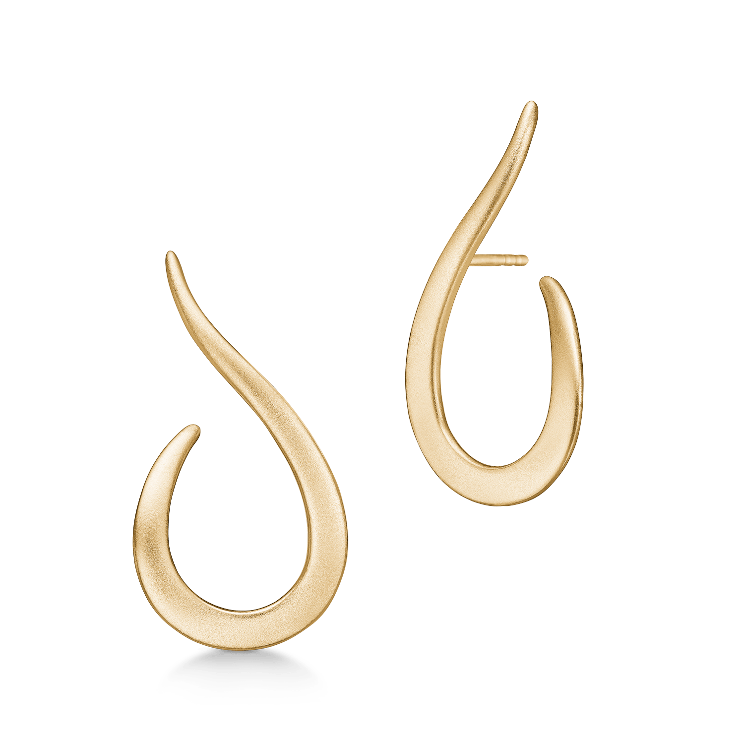 Classic Swan øreringe i guld, buet dråbeformet design