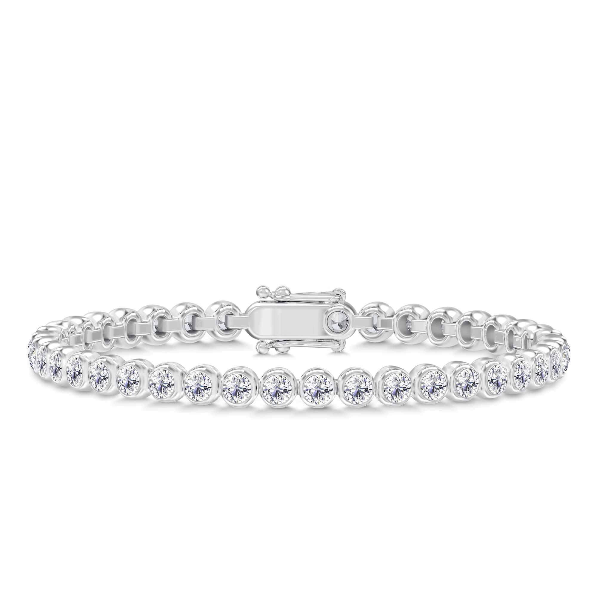 Lumi armbånd i hvidguld med runde brillantslebne diamanter i lukket kant-indfatning, tennisarmbånd-stil