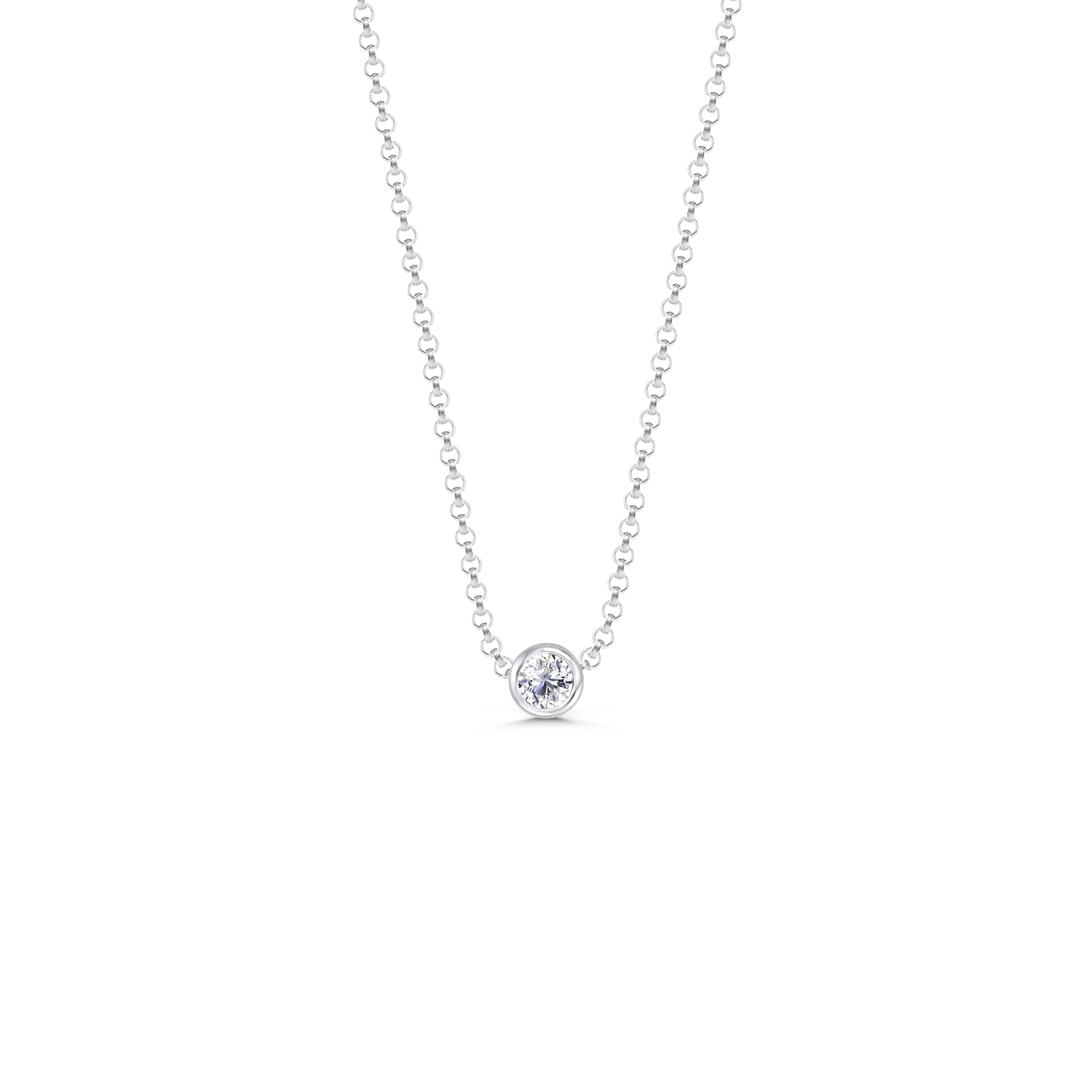 Luster Necklace i hvidguld med enkelt diamant på ankerkæde