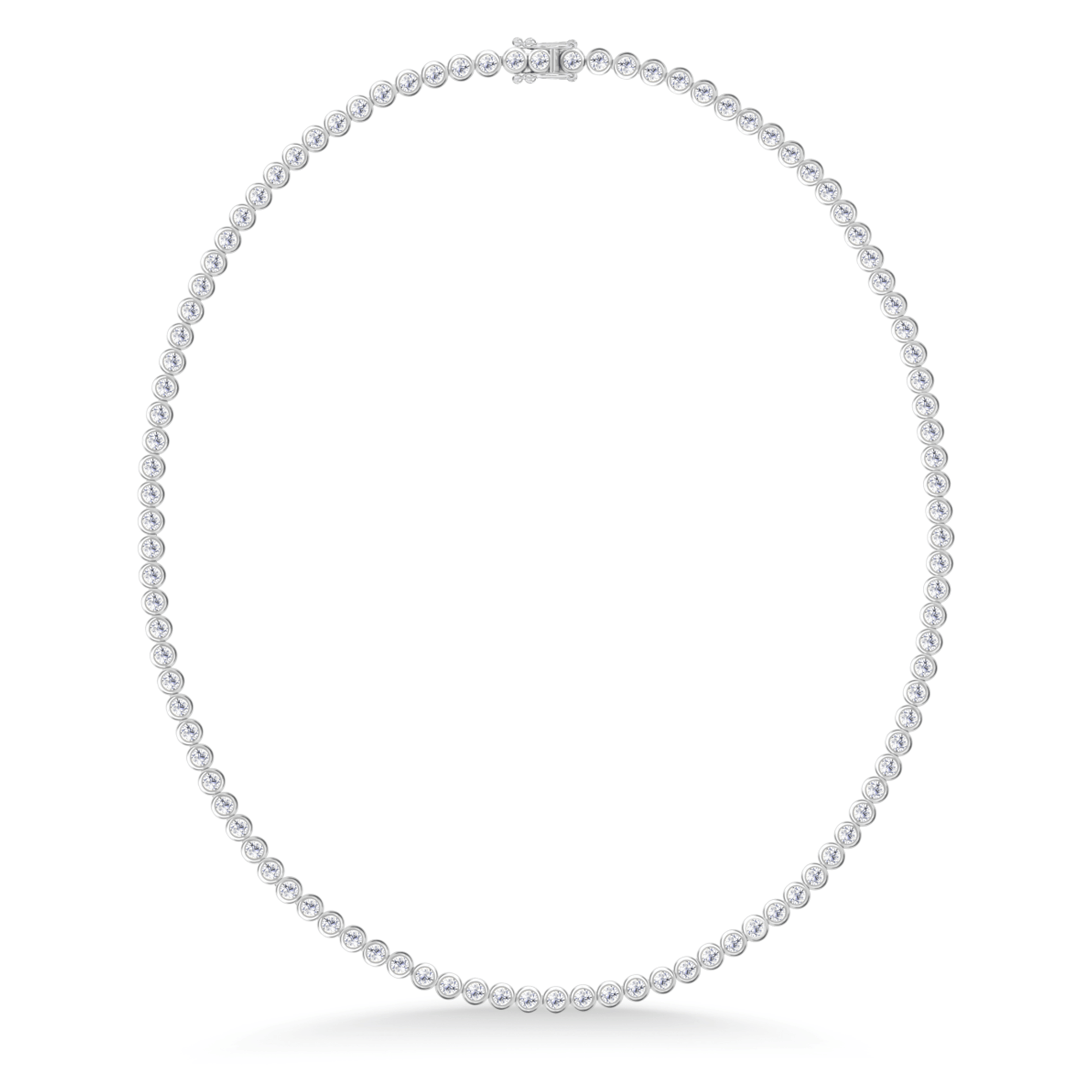 Lumi collier i hvidguld, tennis-halskæde med rundslebne diamanter i lukket rund facon
