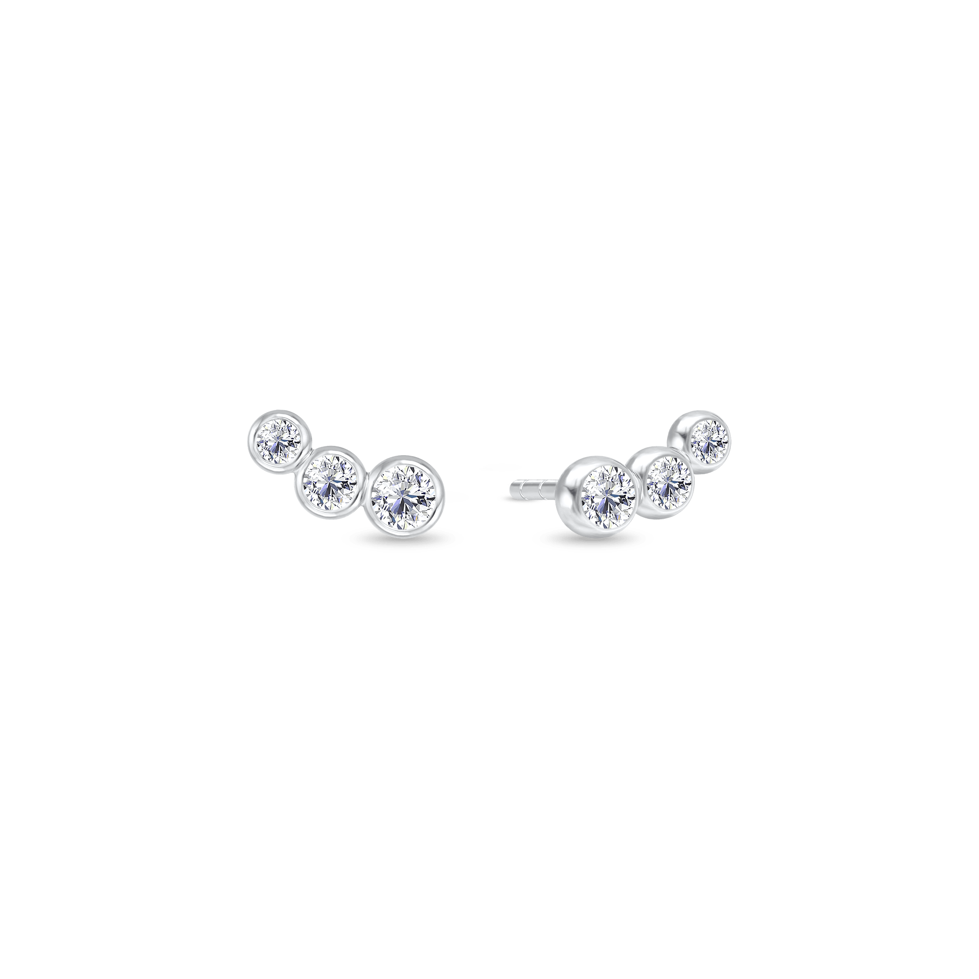 Lumen Earstud i hvidguld med tre brillantslebne diamanter