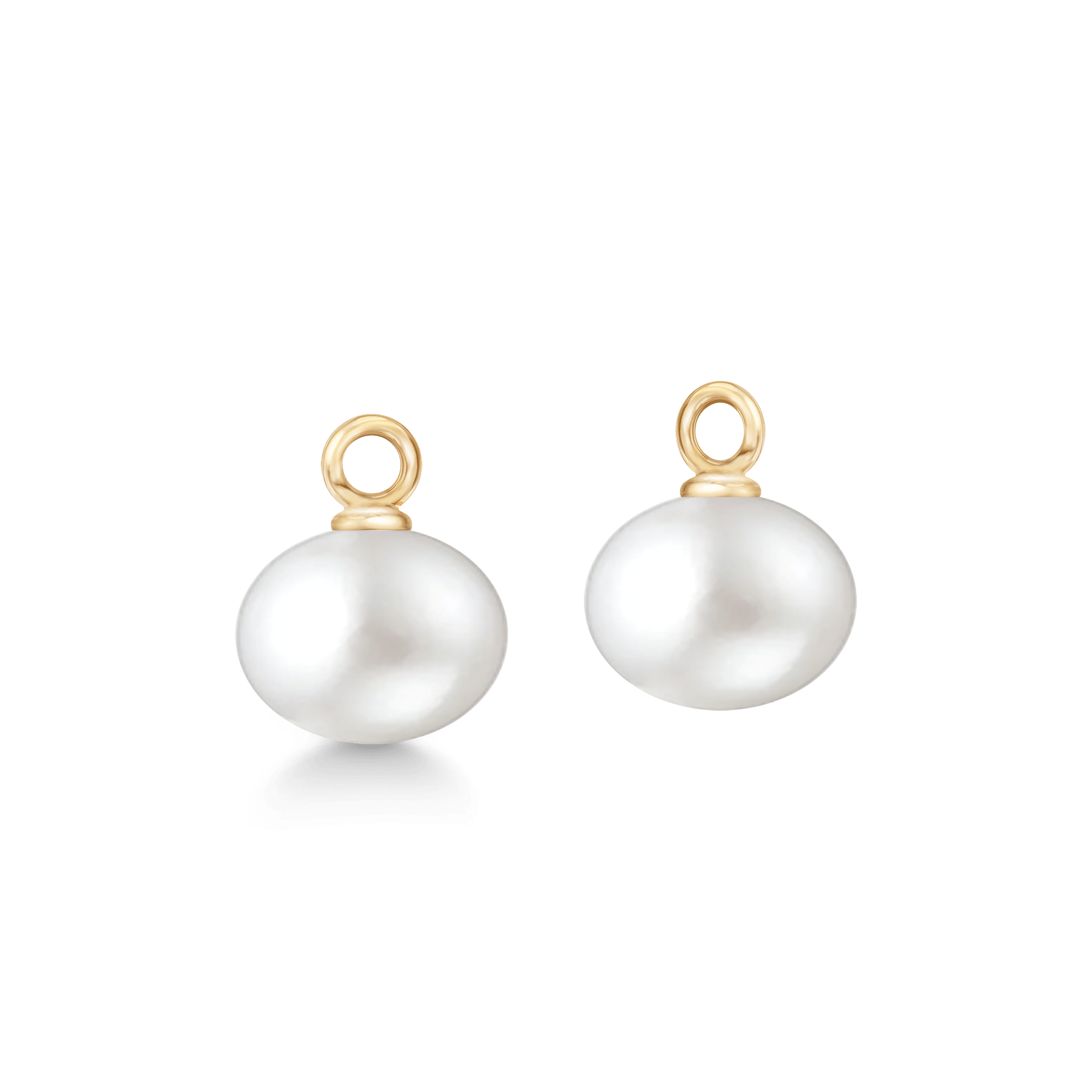 Par Elaine Ear Pendant i 14K guld med hvide ferskvandsperler