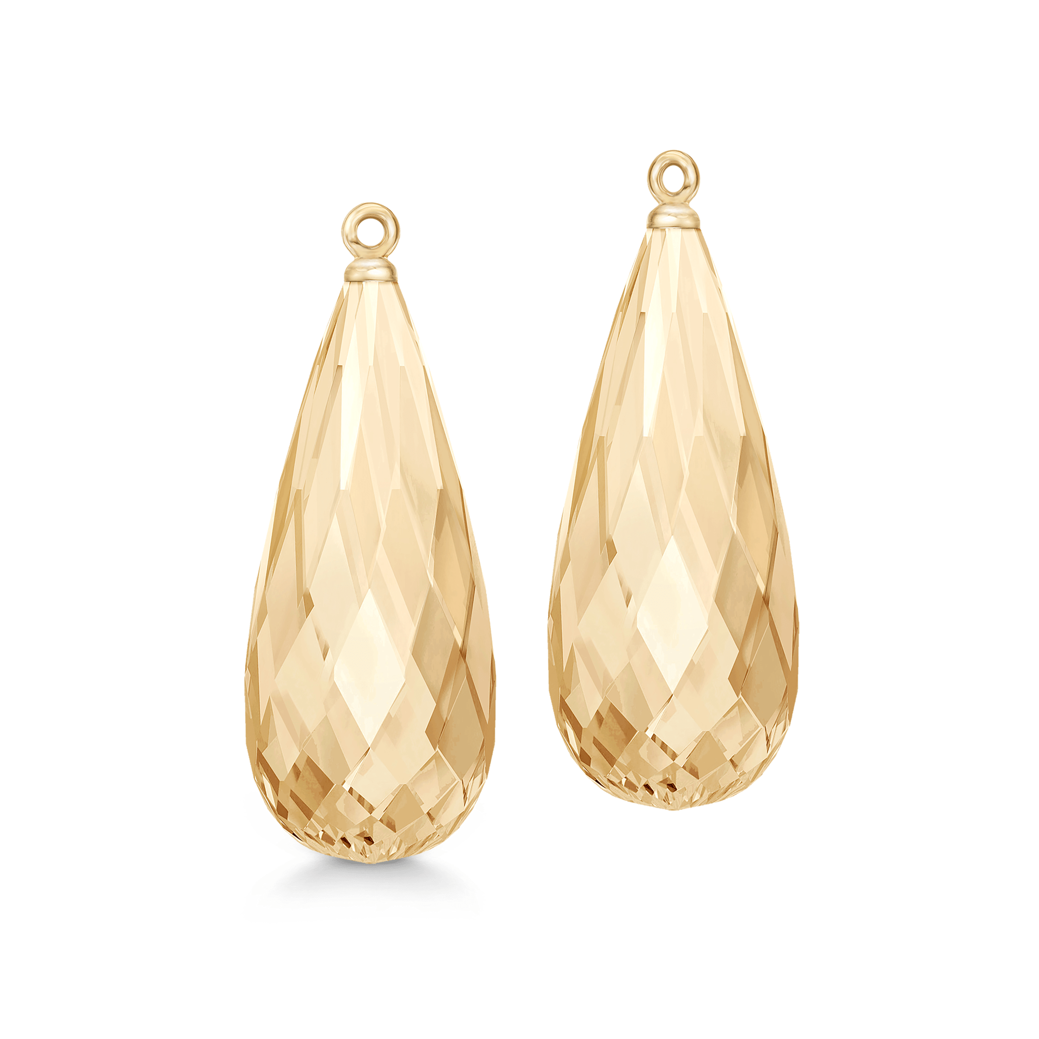 Briolette Ear Pendants i 18K guld med Champagne Quartz