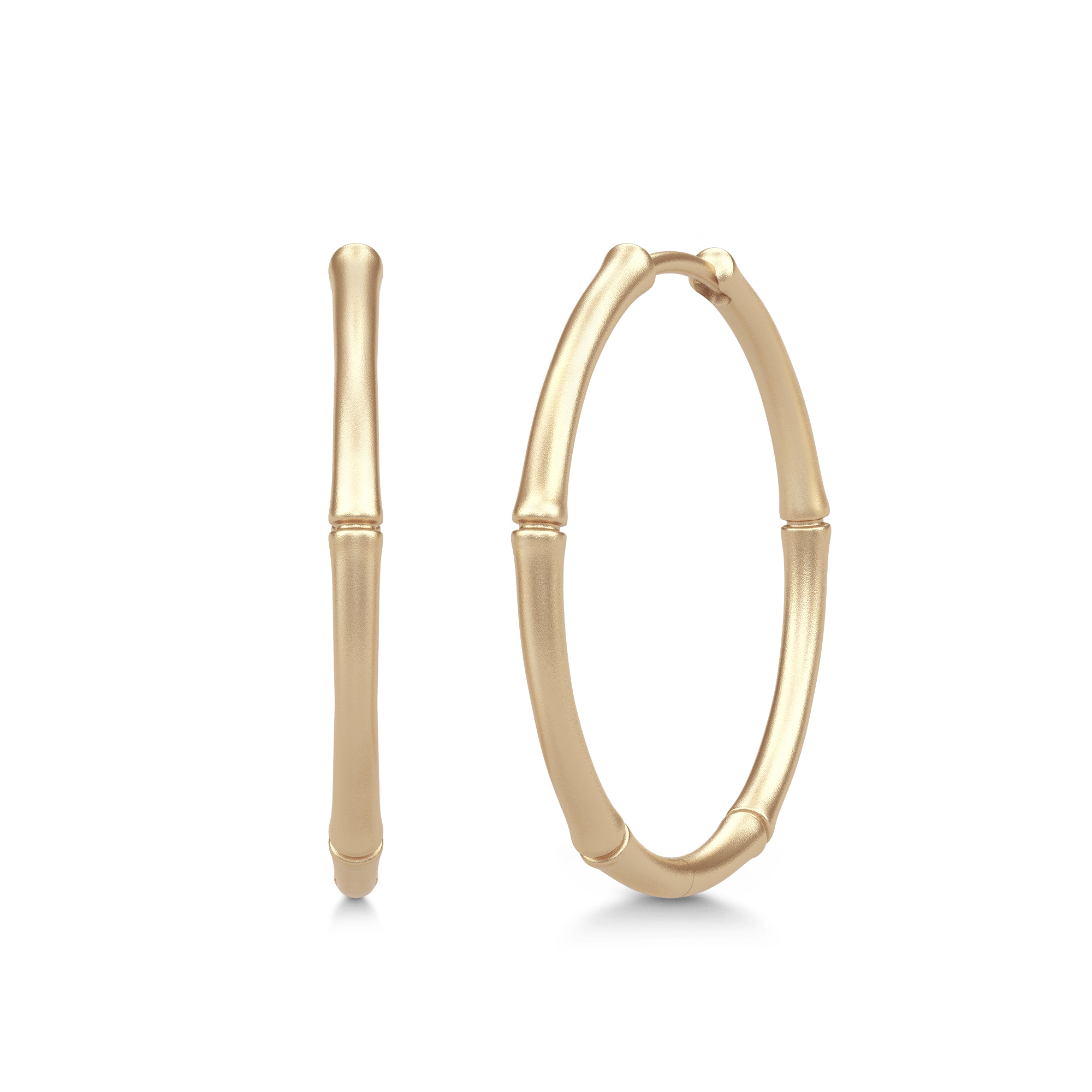 Bamboo Hoops Medium i 14K guld med bambusinspireret leddesign
