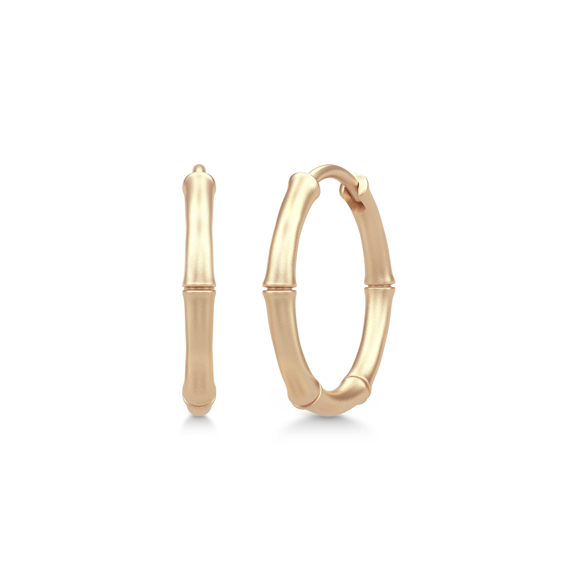 Bamboo Hoops Midi i 14 karat guld, par set forfra på hvid baggrund