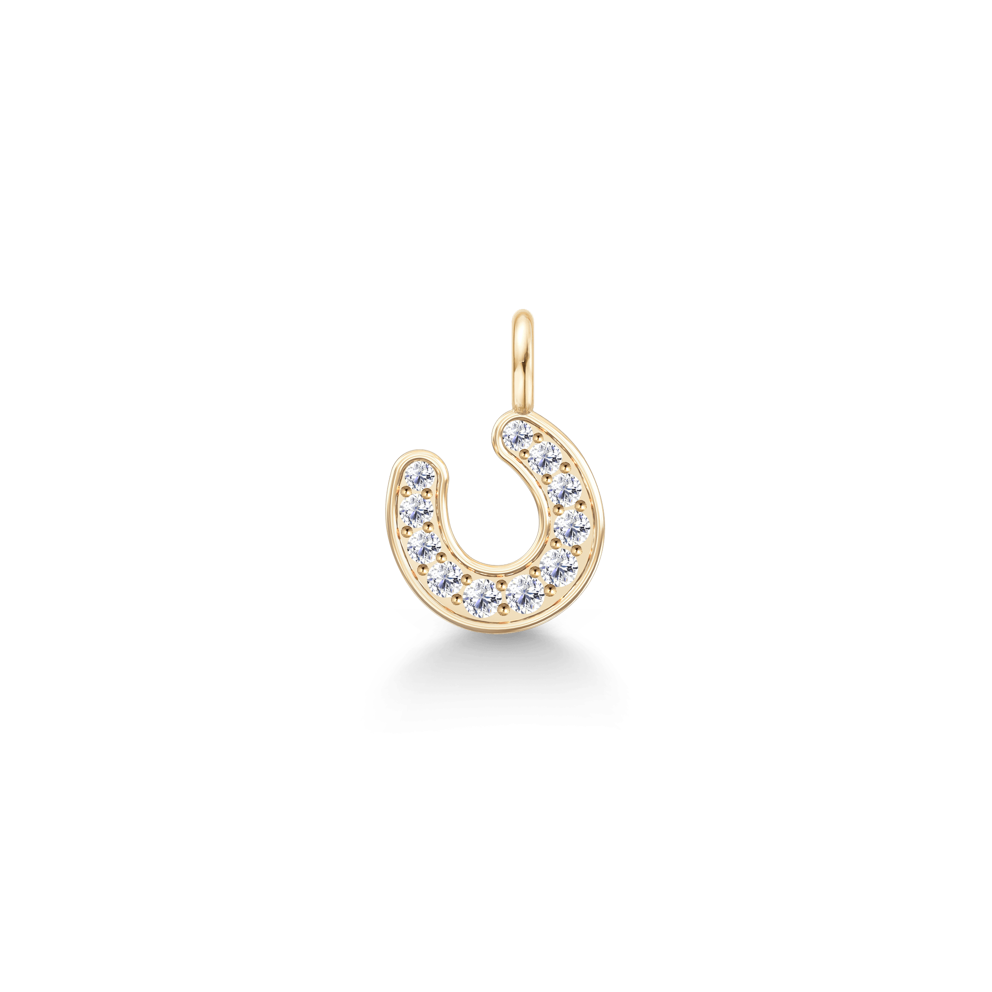 Horseshoe Pendant i 14K guld besat med diamanter, set forfra