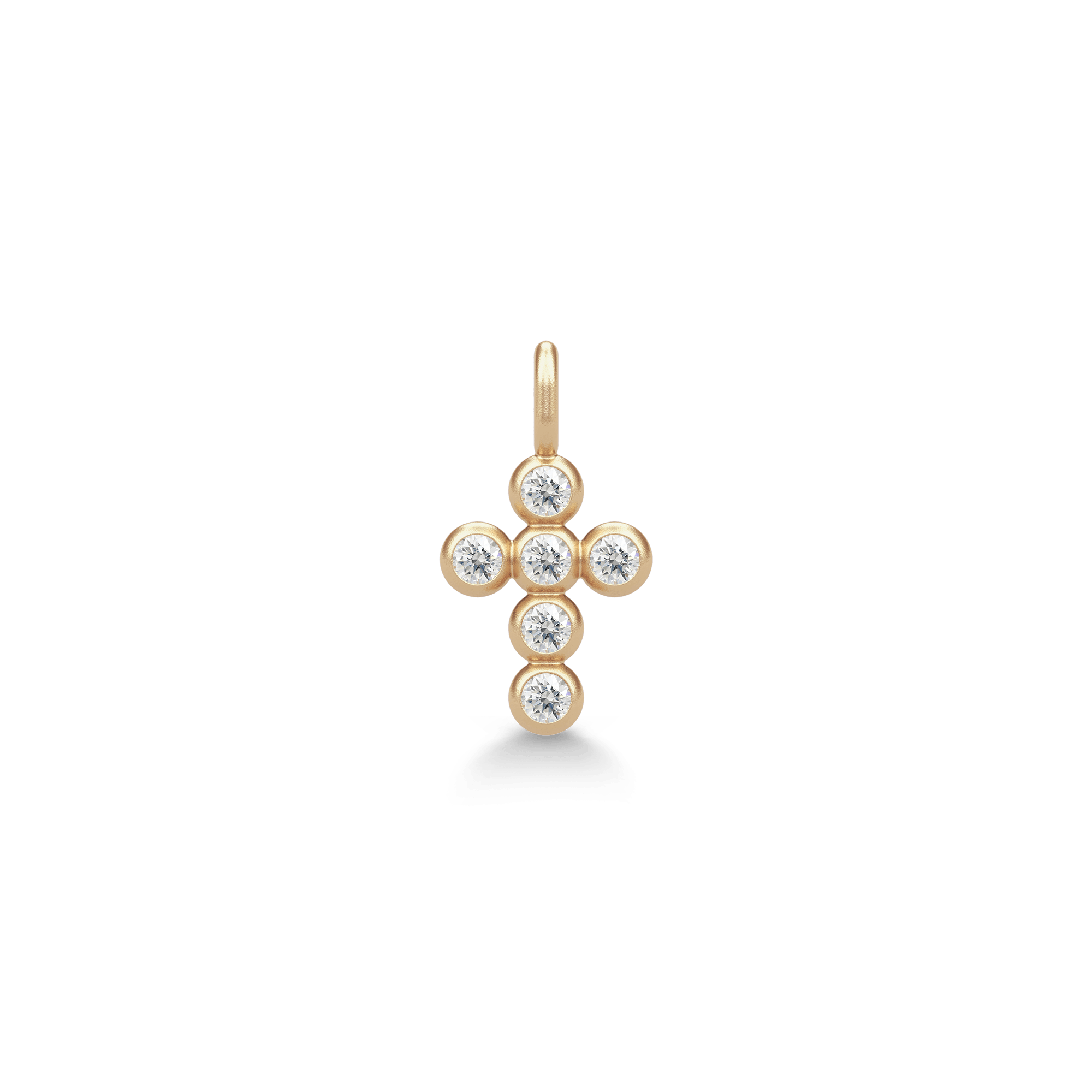 Diamond Cross Pendant - guldkors med runde diamanter, forfra