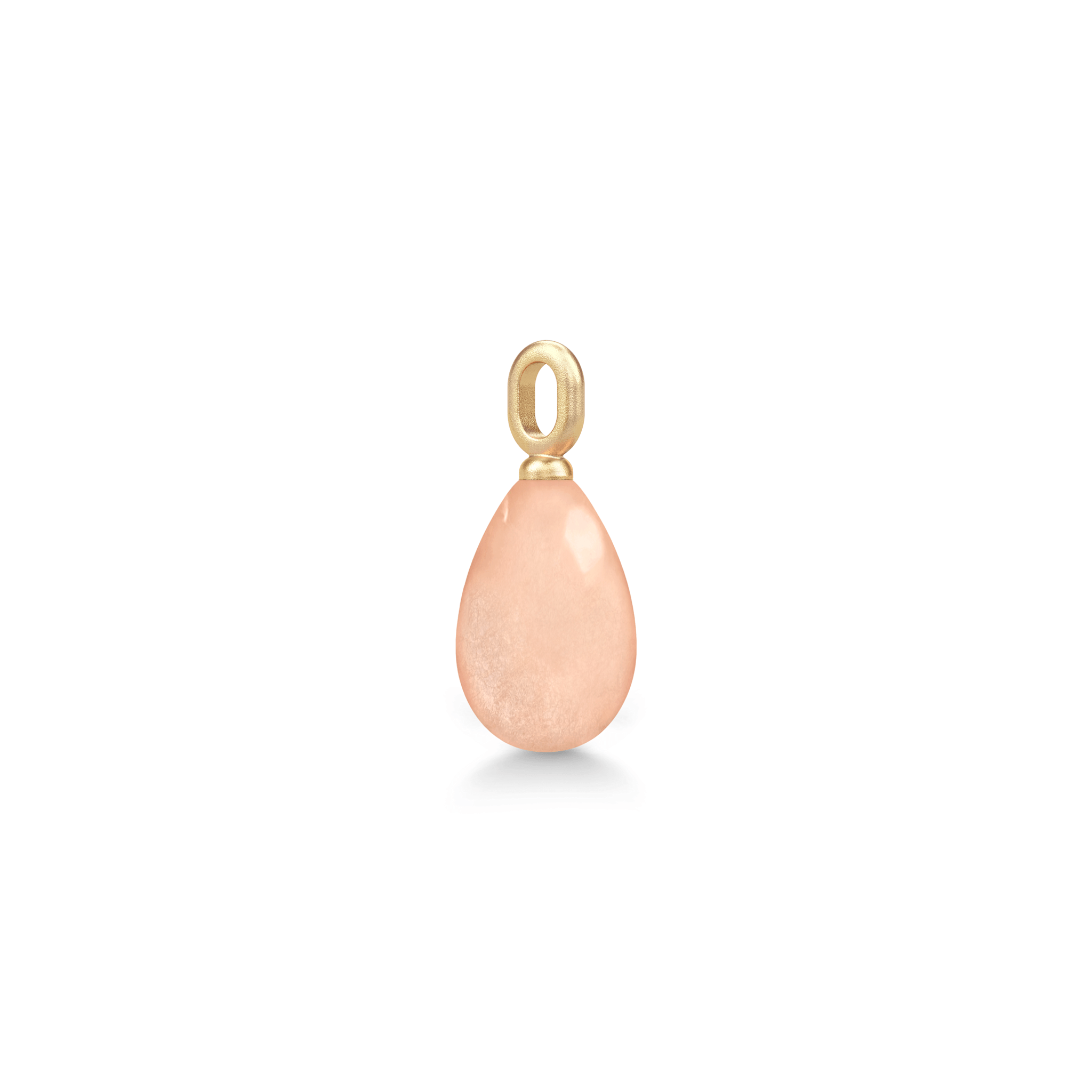 Elina vedhæng i 14K genanvendt guld med Rosy Moonstone, set fra siden
