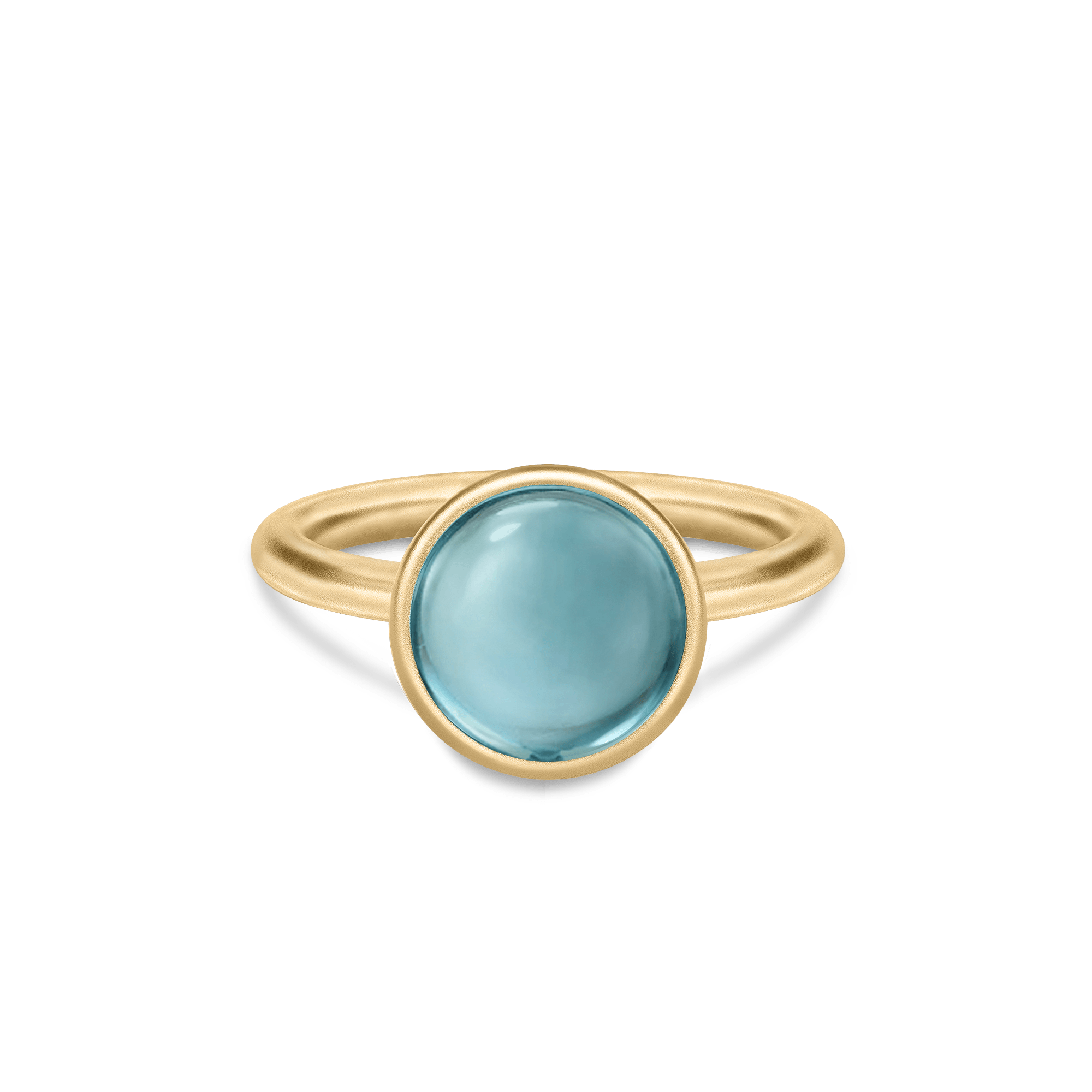 Prima Ring i 14K guld med blå cabochon-slebet kvarts
