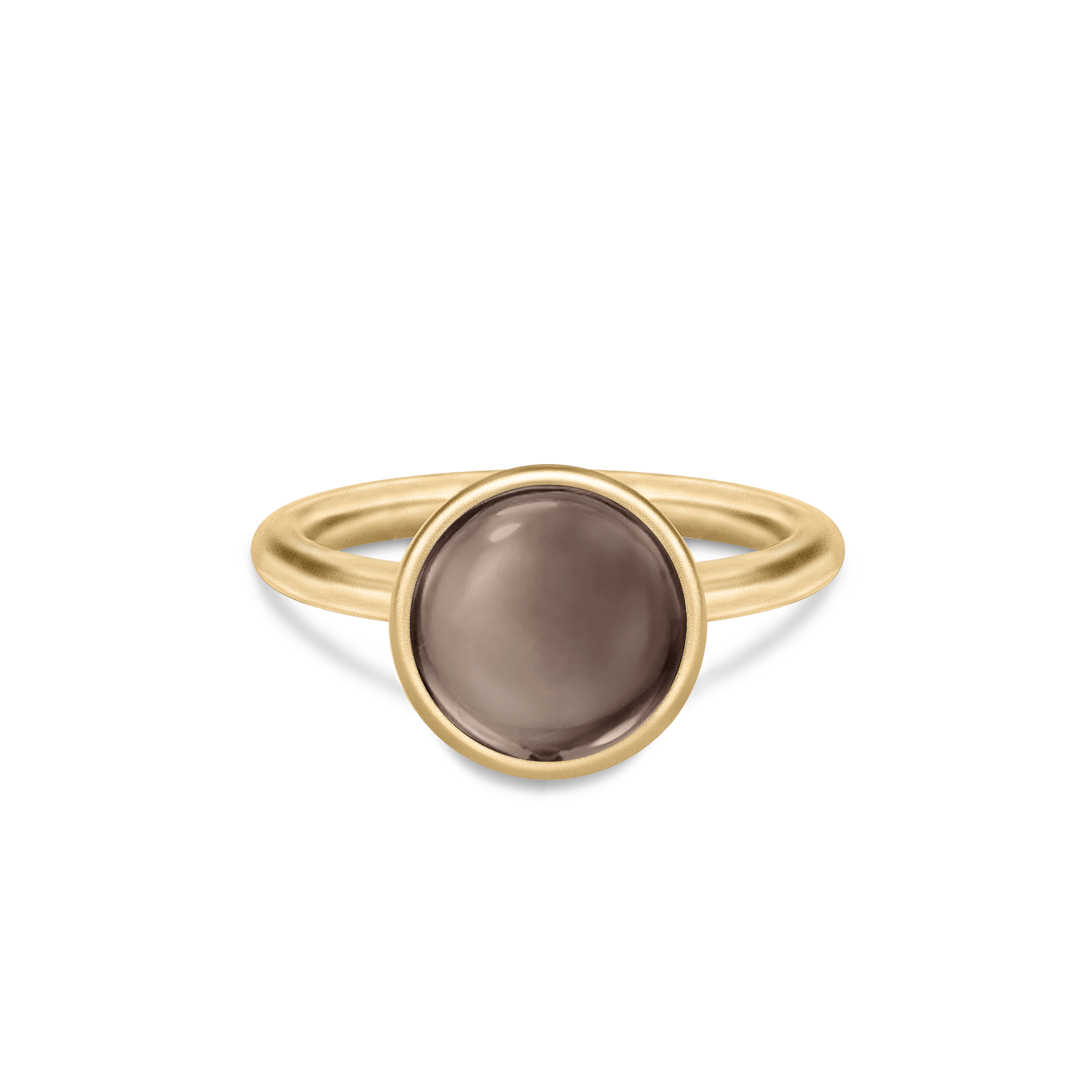 Prima Ring i 14K guld med røgfarvet cabochon-slebet kvarts