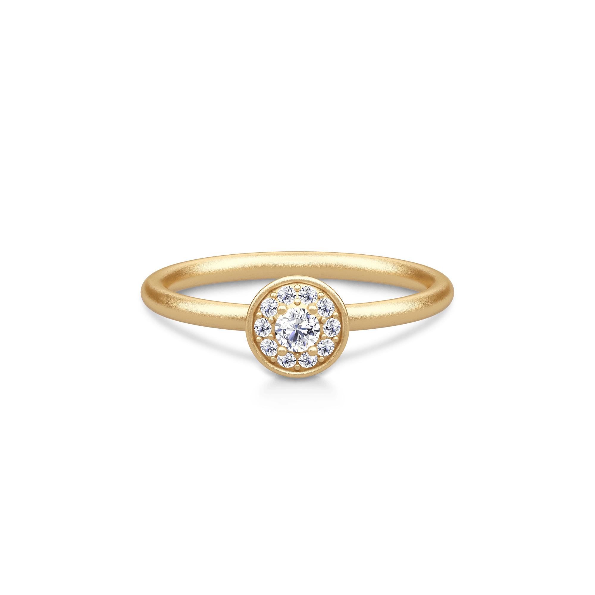 Lulia Halo Ring i 14K guld med diamantbesat halo, vist alene