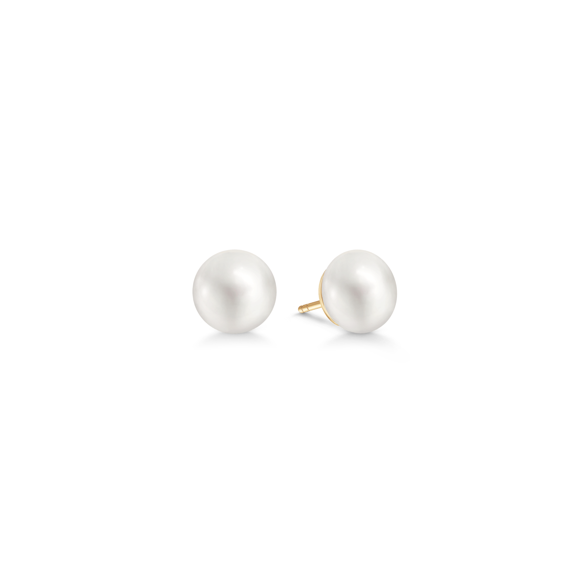 Elin Earstuds – runde hvide perlestikker i 14 karat guld