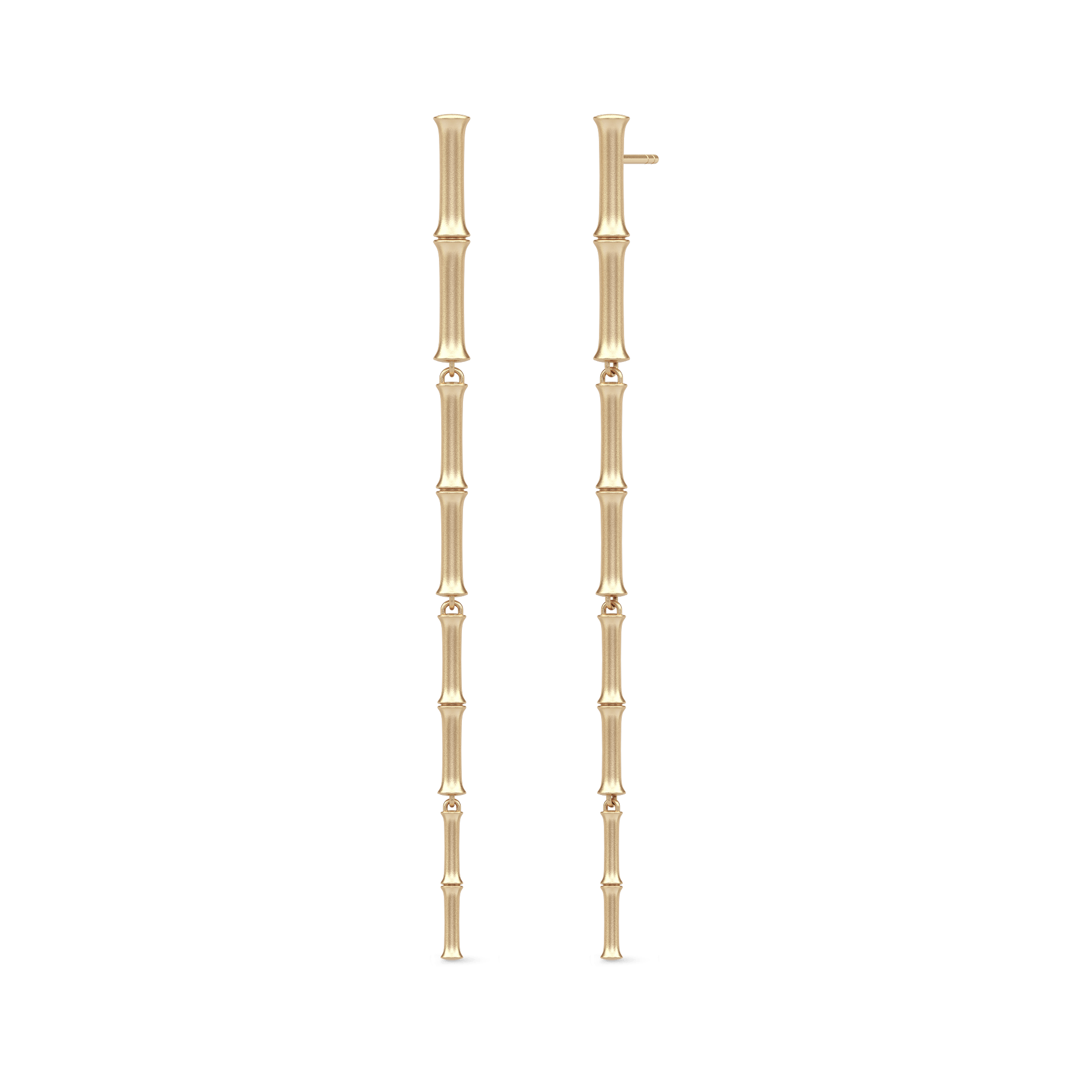 Bamboo Dangle øreringe fra Julie Sandlau i 14 karat guld - lange leddelte øreringe inspireret af bambus' naturlige form