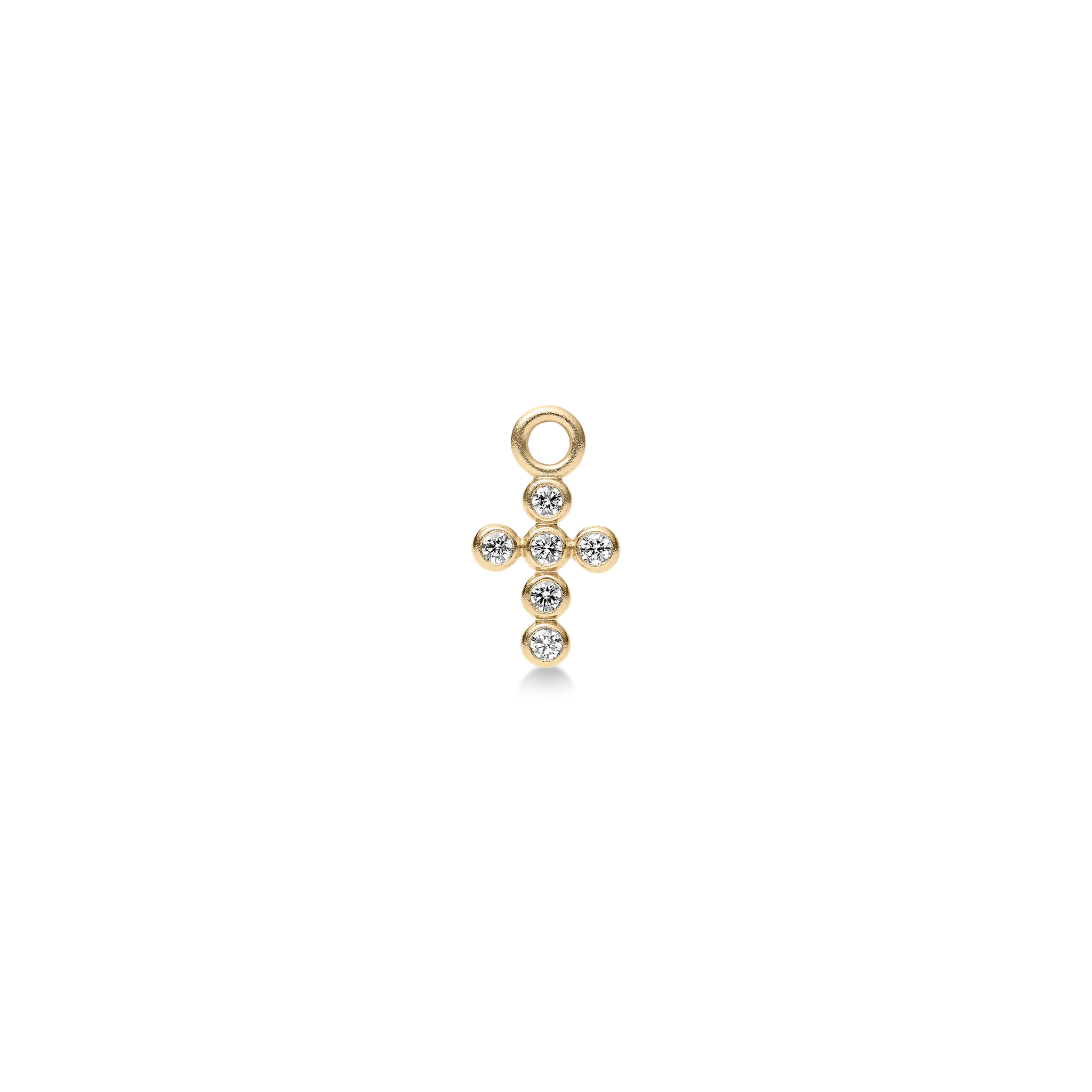 Diamond Cross Ear Pendant fra Julie Sandlau - lille korsformet vedhæng i 14 karat guld besat med diamanter