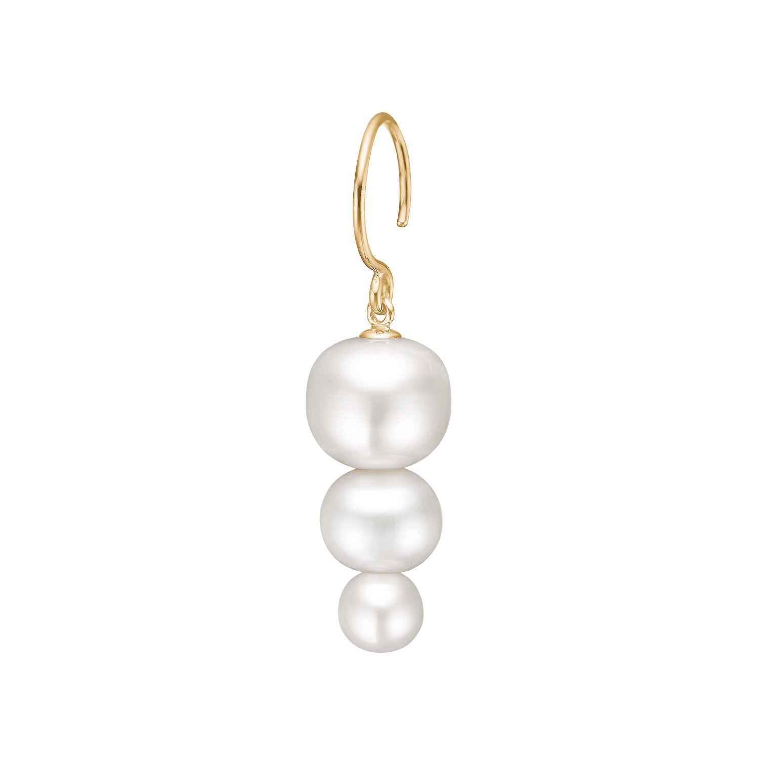 Eden Earring i 14 karat guld med tre graduerede hvide ferskvandsperler