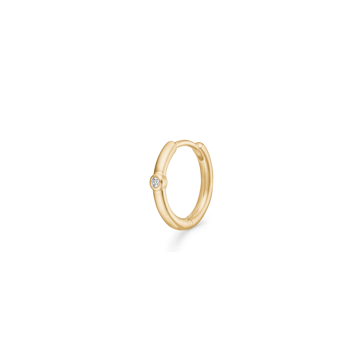 Purity Medium Hoop ørering i 14K guld med diamant, enkelt creol set forfra