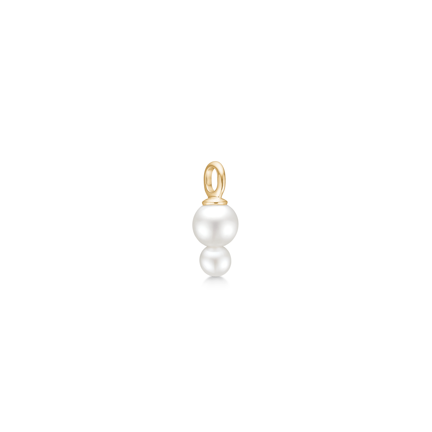 Eden Pendant White Pearl i 14K guld med to stablede perler, set fra siden