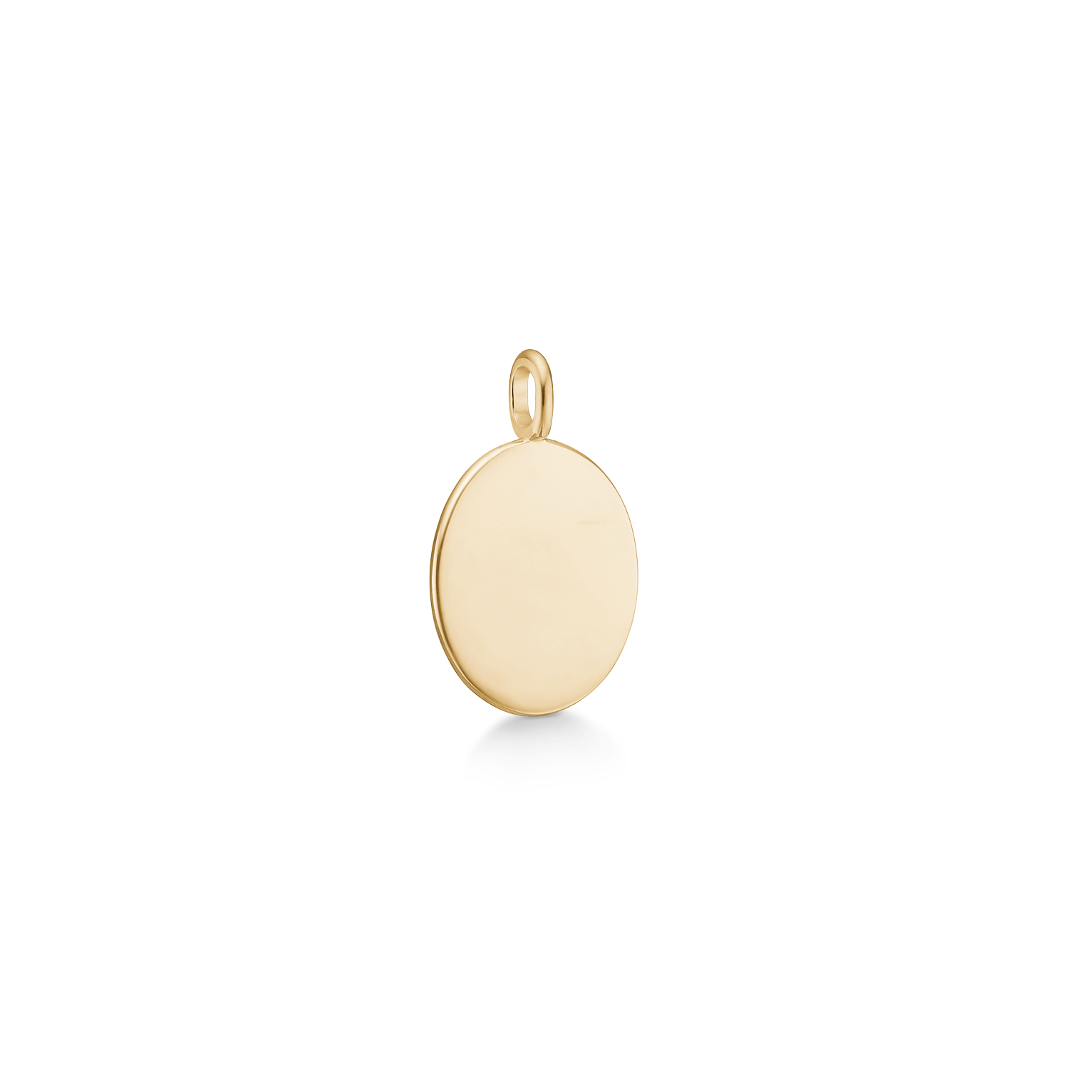 Classic Signet Pendant, blankt ovalt vedhæng i 14K guld, sidevinkel